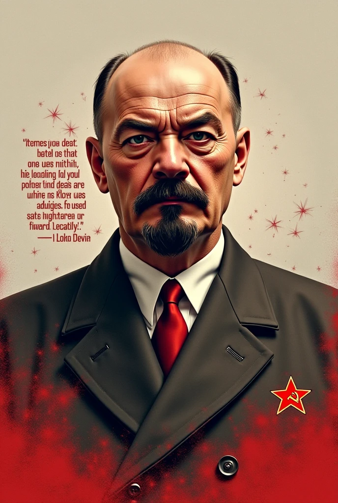 Make a propaganda of Joseph Stalin at the time of the Russian revolution against Leon Trotsky showing him with someone with devil horns, red eyes and glasses, blood and evil and on the other side Stalin as a heroic slave , On the contrary, they fought for the leadership of the Soviet Union. 
