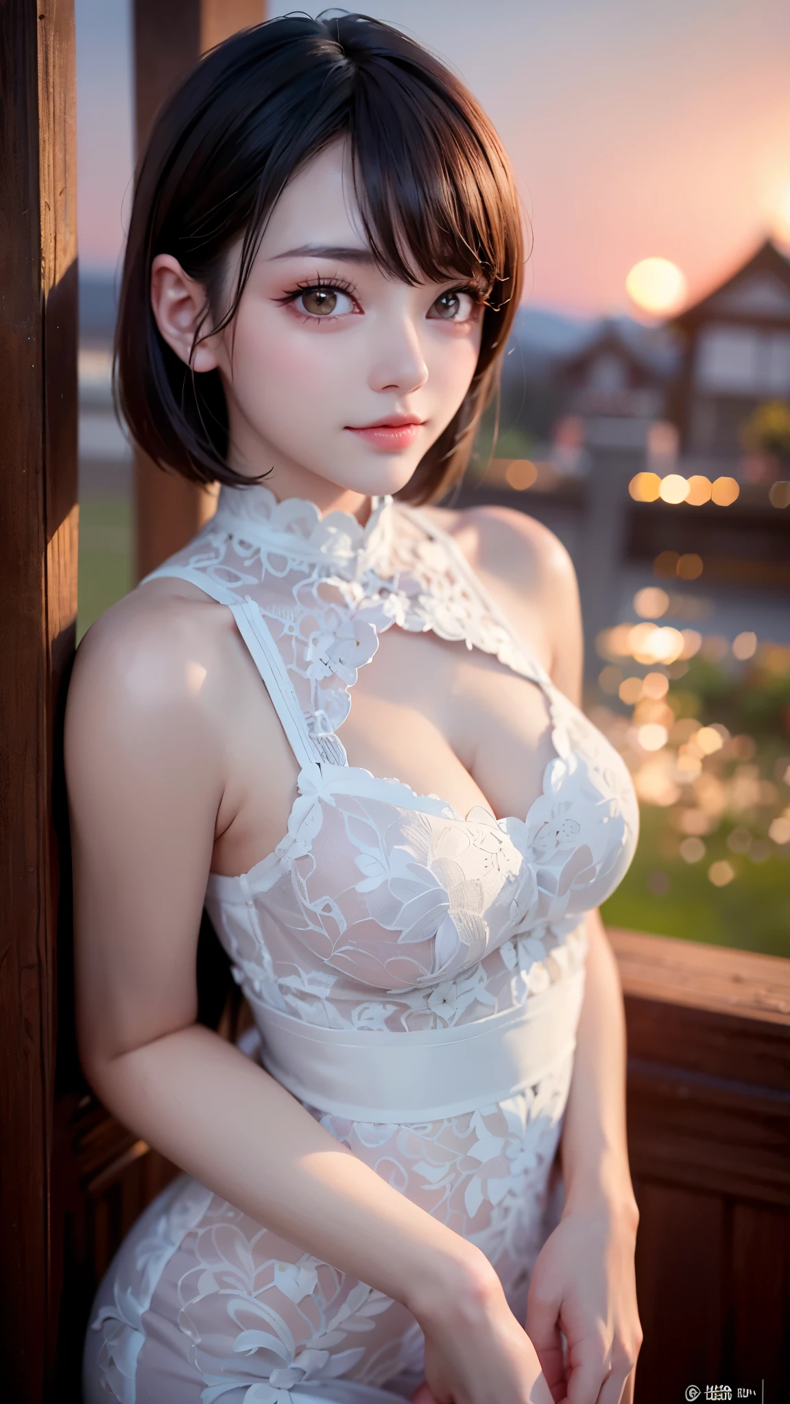(NSFW),(masterpiece:1.2), (highest quality:1.2), Curvy but slender body, perfect eyes, perfect face, perfect lighting, 1 girl, short bob hair,brown hair,fine clothes, detailed outdoor background, compensate, eye shadow, thick eyelashes, fantasy, (off shoulder maid outfit)、whole body,alice in wonderland、bright and beautiful face、young shiny glossy white shiny skin、the best beauty、The most beautiful bright in the world,Shining beautiful bangs、Shining crystal clear big blue eyes、Very beautiful lovely 17 year old most beautiful girl in the world、big and full breasts、((She shyly lifted her skirt、Showed panties))