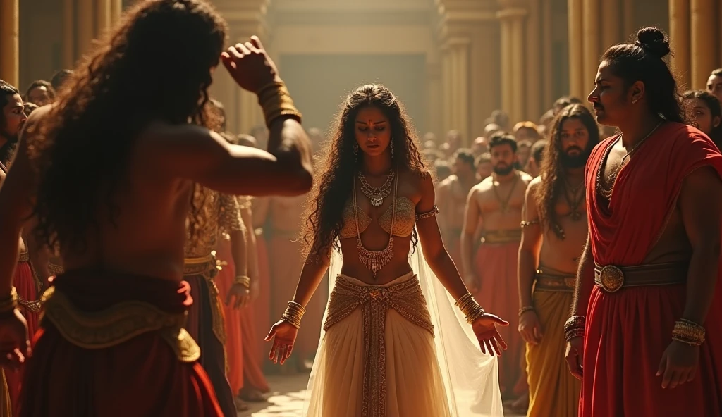 Draupadi with 5 pandavas talking