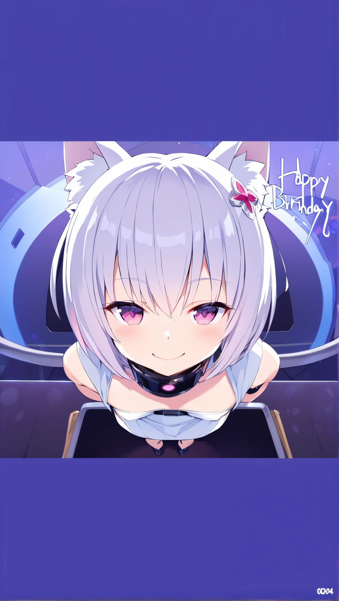 Small breasts , Looking at the correction viewer, Solo, smile, Fox ears, best quality, full body , happy birthday