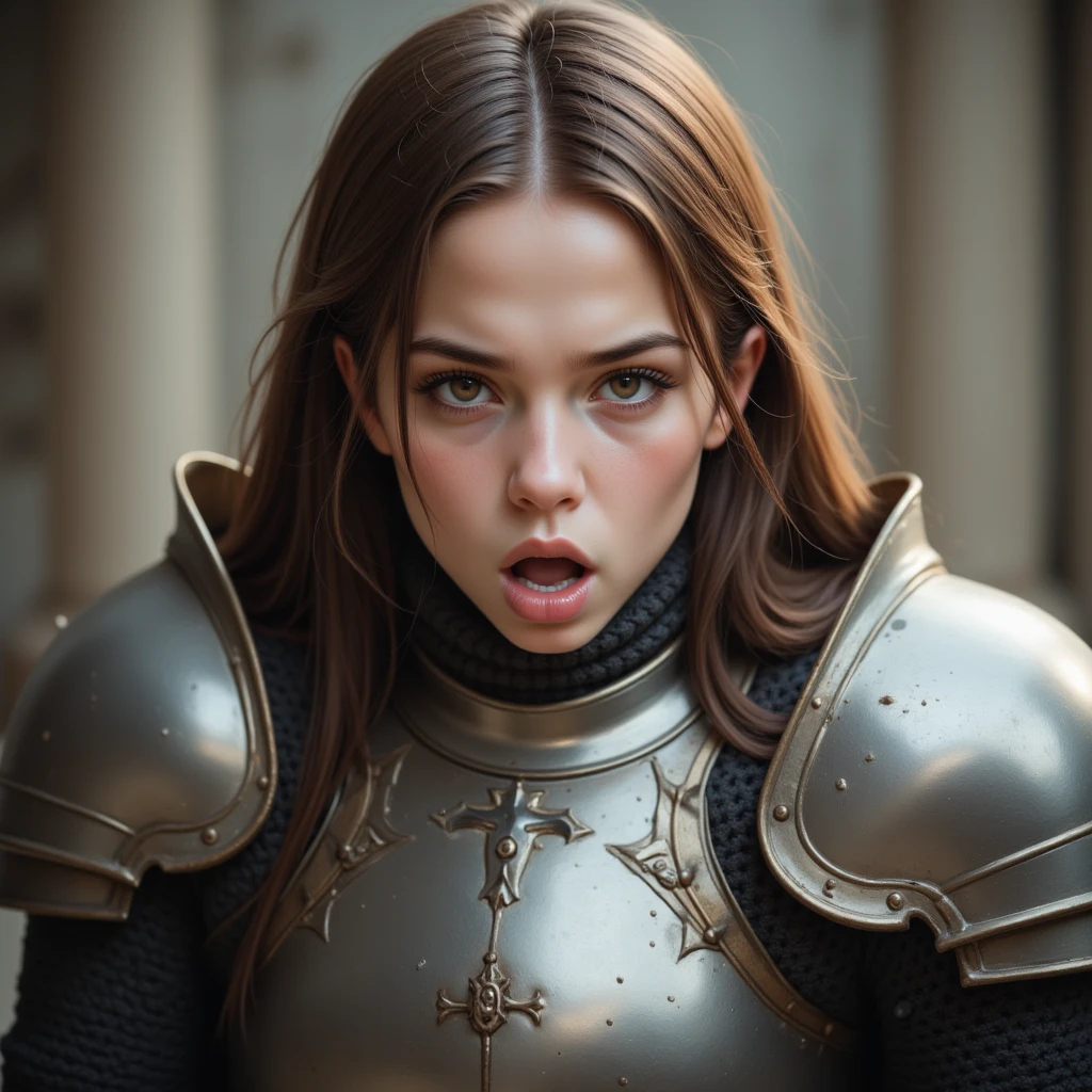 Cara Delevingne dressed in metalhead clothes and smiling