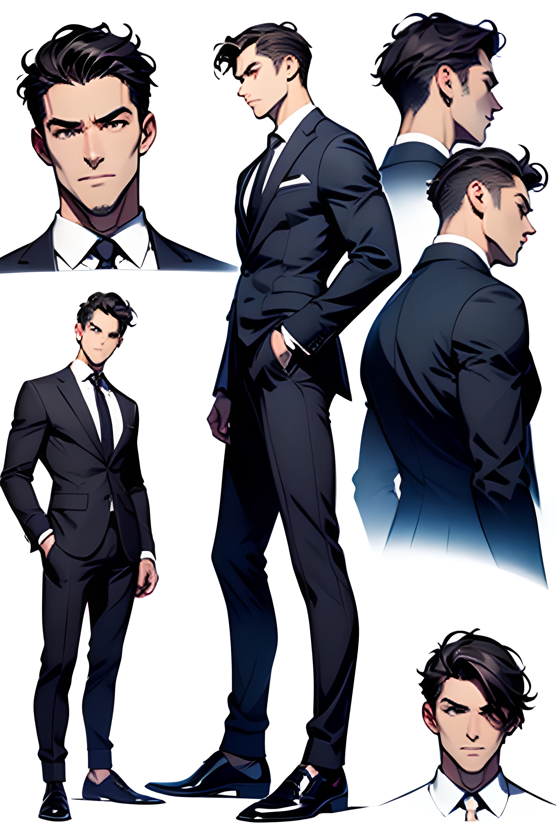 I brushed up the prompt as follows。 More Detailed and Clear Instructions Added 、 also embodies images of texture and atmosphere 。
🔹 prompt( Brush-up Edition )🔹
【 Character characteristics 】
•face: Handsome and Well-groomed Face 、 sharp sculpted shape
• Hair : black hair、 Simple and clean style ( moderate volume and natural flow )
• Eyes : Sharp and Intellectual Impression 、 Delicate drawing to express emotions 、 Realistic Light Reflections on Eyes
• Skin : Healthy and Natural Hue 、 Slightly Matte Texture
【 Outfit/Style 】
• Suit : all three in black (3-piece suit)、 and luxurious tailoring to fit the body line
• Shirts: Pure White Dress Shirts 、 expresses the luster of fine fabric
• A tie : Chic and Refined Design 、 Creates a casual sense of luxury
• Shoes : Luxurious Leather Shoes (John Lobb風)、 Elegant Finish
【 Pose/Composition 】
• Facing : standing straight ahead
• Hand : natural pose coming out of pocket ( emphasizes the contrast between a black suit and a white shirt for a relaxed atmosphere, such as bending your fingers lightly )
• Posture: Stand up straight、 A calm and confident way to stand
• Full body : Draw the whole body from head to shoes
【 Background/tint 】
• Background : Simple White Background 、 for a clean look that accentuates the character
• Color : Calm tone 、
• Textures : Suit Cloth Texture ( realistic shading of wool or cashmere )、 Shoe Shine
【Style/Use 】
• Uses : VTuber Avatar、 standing picture、 Designed to suit character sheets
• Style : anime style+ Realistic Details 、 Sharp Lines and Precise Drawing
• Finish : high resolution、 Precise Details 、Clean with no dialogue