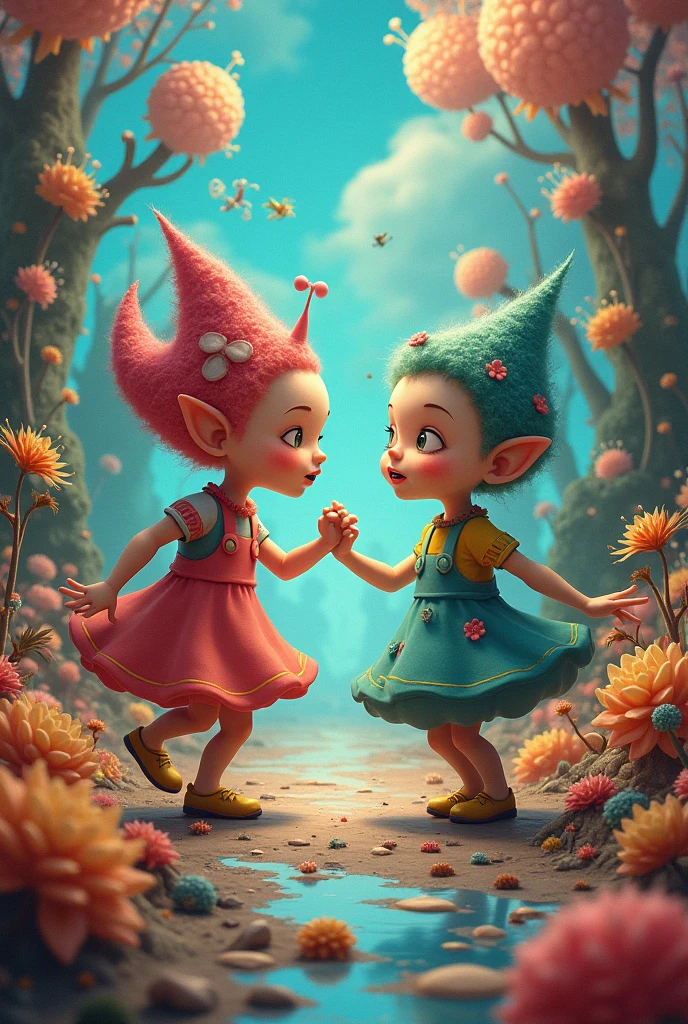 Little elves dancing on petals