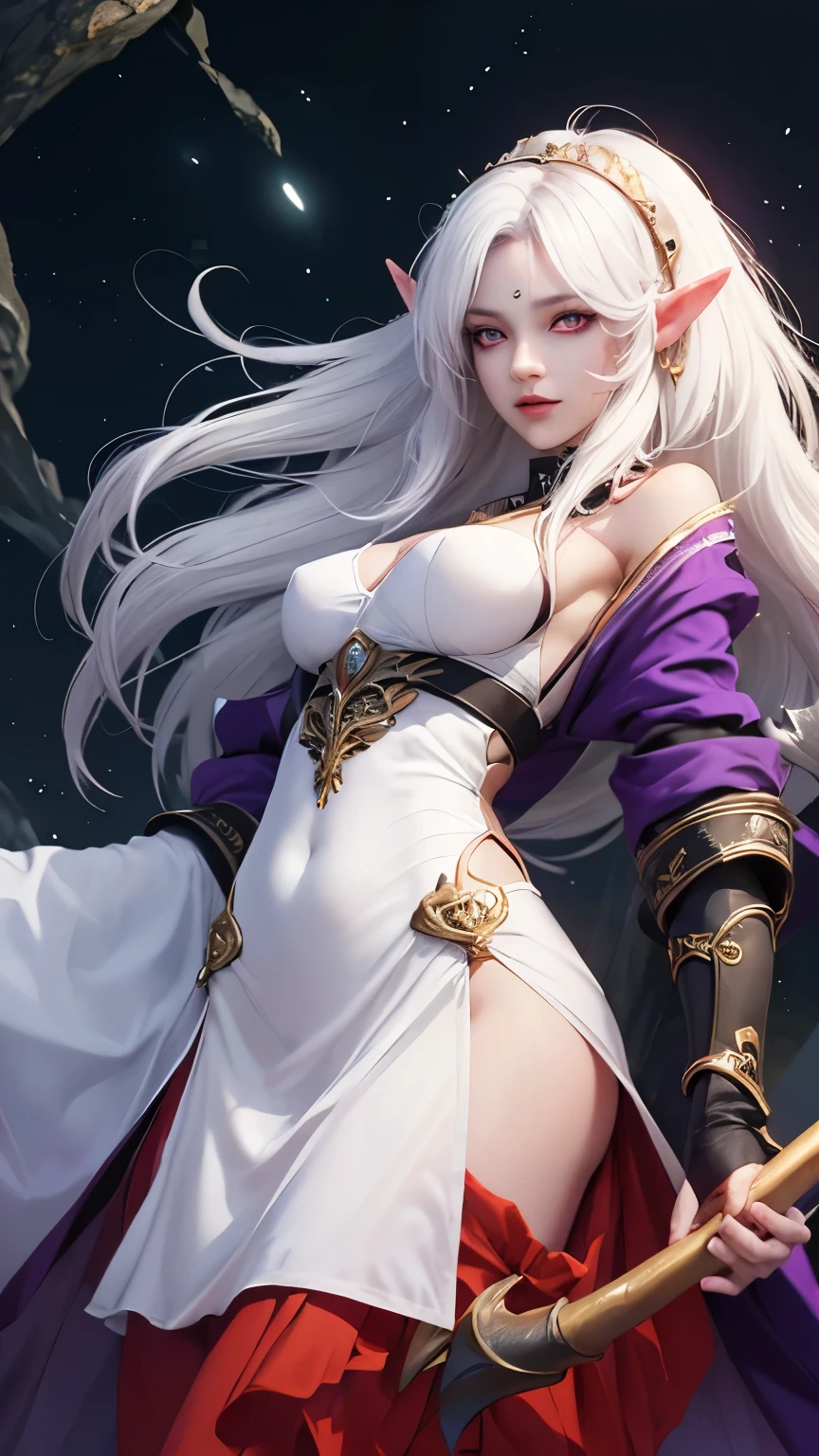 old woman, 1girl, long white hair, small breasts, purple eyes!!!, fair skin, blank face, she nude, penis instead of a pussy, full body, no helmet, night, medieval japanese town, very sexy body, detailed face, beautiful detailed eyes, beautiful detailed lips, extremely detailed eyes and face, long eyelashes, highly detailed, photo realistic, 8k, best quality, masterpiece, cinematic lighting, dramatic lighting, vibrant colors, fantasy, digital art, concept art