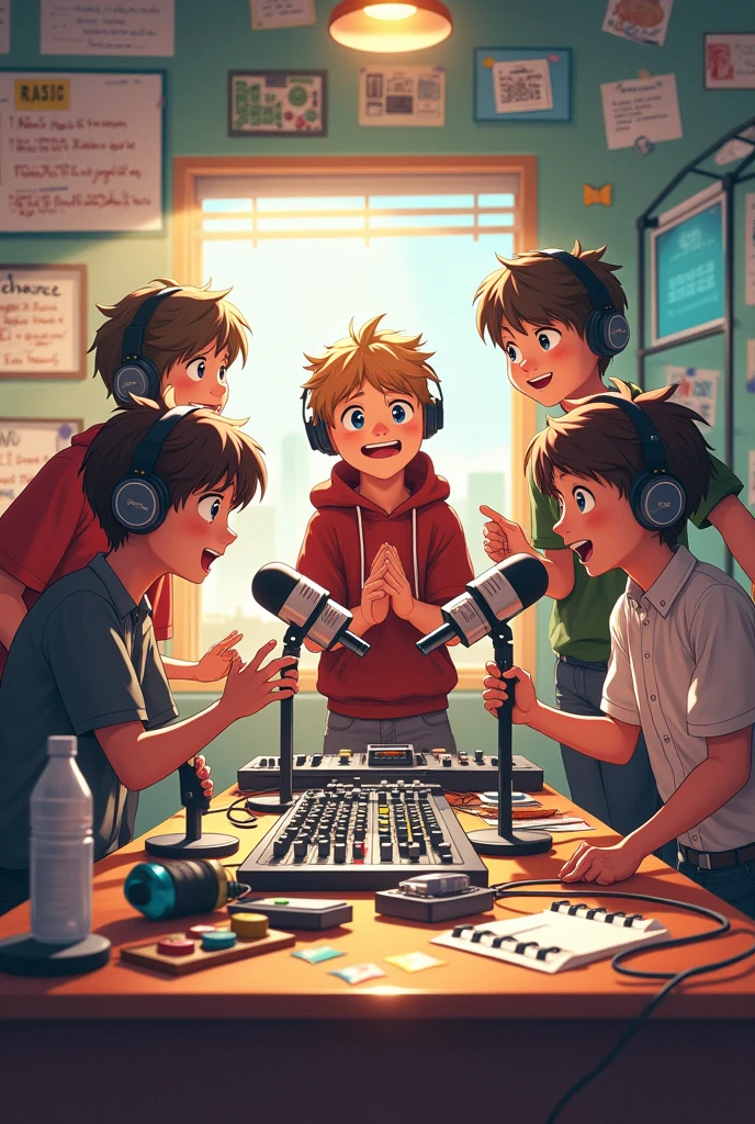 A civil aviation worker, in KTV, drinking, and several people around him, singing and chatting on the side, simple background