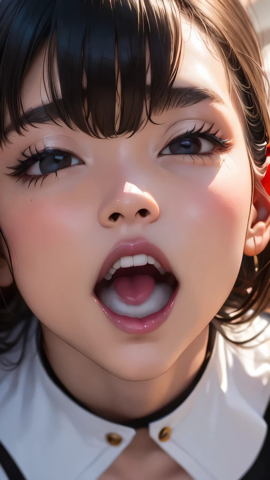 young woman、smile、(( Search 。 hairstyles are random))、 blanking 、(( Masterpiece、 high image quality 、16k))、 looking viewer, (( random design springwear))、EXPLORE THE CITY AT NIGHT , Big Breasts, plump body, button gap , {pmbkk, }{realistic, }{ 1girl , }{open mouth, |}{Alone, |}{How in mouth, |}{looking at viewer, ||}{How, }{portrait, |||||}{tongue, ||||||||||}{close-up, ||||||||||}{facial, ||}{How on tongue, ||}{eyelashes, ||||||||||||}{nose, ||||||||||||||}{after fellatio, |||||}{upper teeth only, |||||||||||||||}{Alone focus, |||||||||||||||}{looking up, ||||||||||||||||}{hetero, |||||||||||||||||}{1boy , ||||||||||||||||||}{ penis, ||||||||||||||||||}{Uvula , |||||||||||||||||||}{ bukkake, ||||}{erection, |||||||||||||||||||}{oral invitation, |||||||||||}{half-closed eyes, ||||||||||||||||||||}{ saliva, ||||||||||||||||||||}, from above, focus face, throw, a lot of milk in mouth:1.5、open mouth、buns hair, 19yo