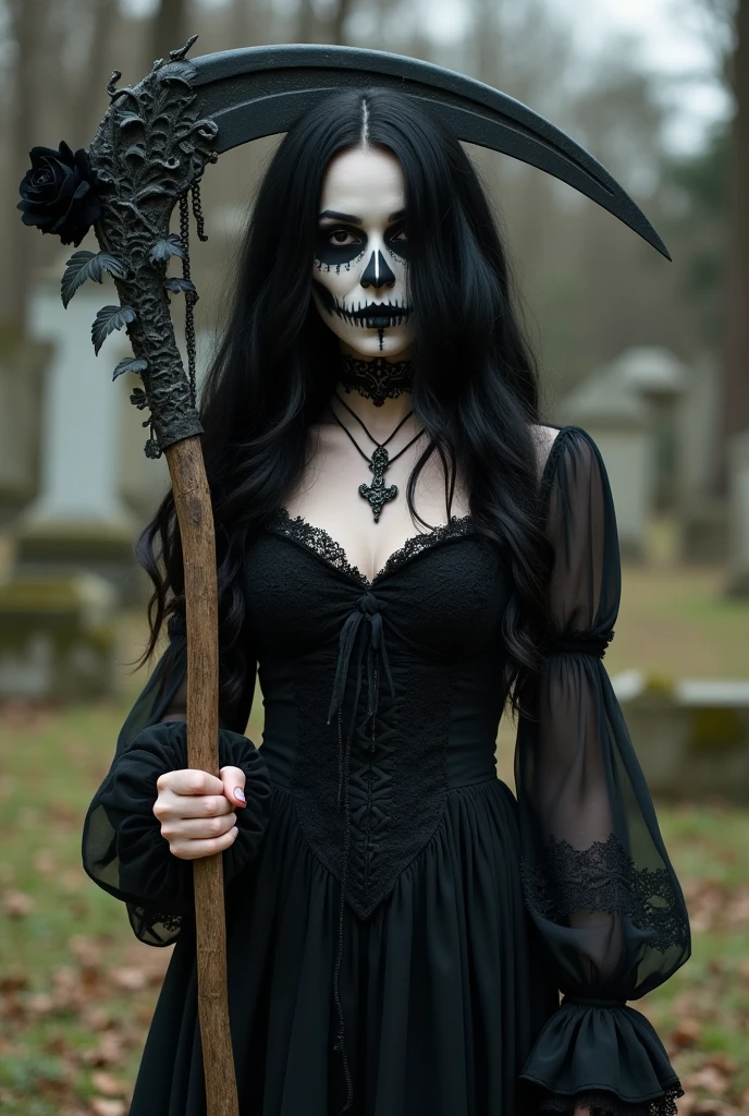 arafed woman with a skeleton make up and a black bodysuit, skeleton girl, in style of tim burton, alluring and terrifying, in style of anne stokes, beautiful necromancer girl, scary look, corpse bride style, jack skellington, gothic maiden, gothic girl, gothic horror vibes, gothic art style, gothic makeup, gothic clothing