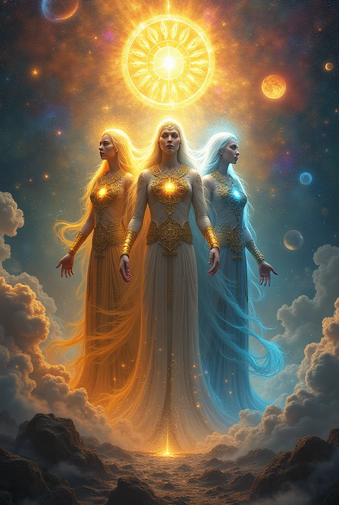 Three gods of different power the first power of earth or second power of wind and the third power of water