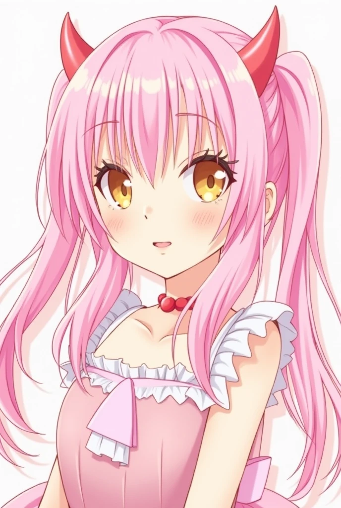 Pink bear ears, pink twin tails, chest emphasis, tank top emphasis, top angle, no hands, face front close-up emphasis, no background, anime girl