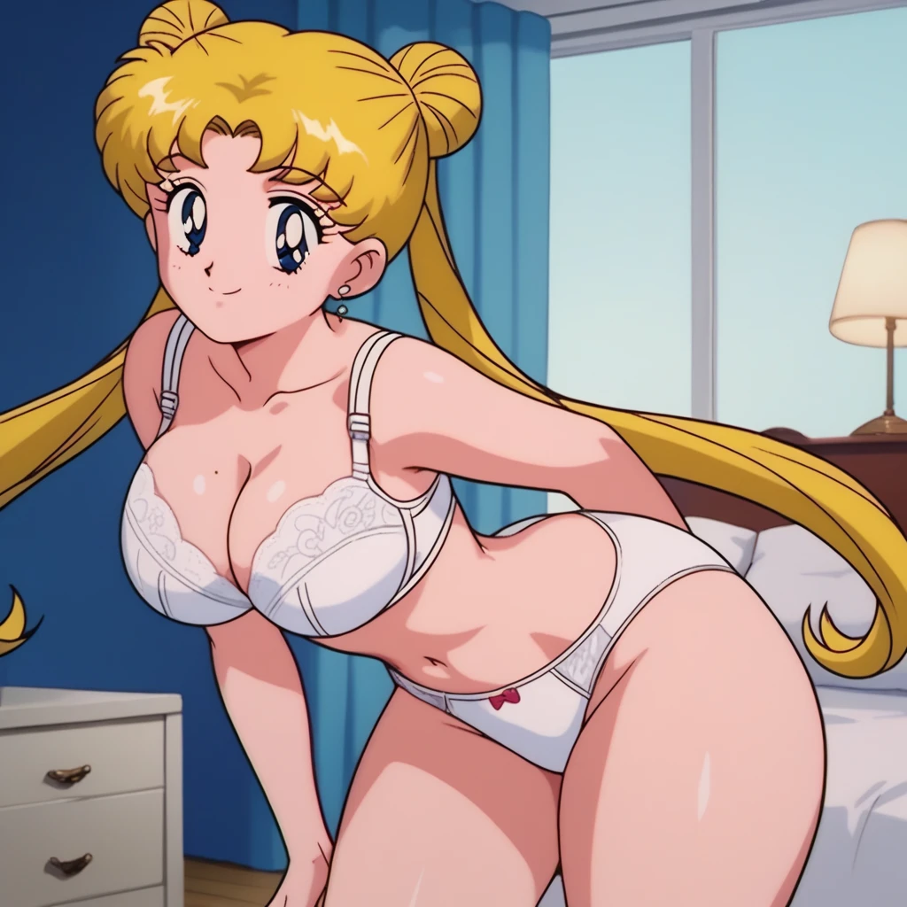 masterpiece, top-quality, hight resolution, venus1, 1girl in, 独奏, Minako Aino, blonde hair, magical little girl, blue eyess, elbowgloves, tiarra, Hair Ribbon, a choker, Red bow, orangechoker, white glove, Very long hair, jewely, 耳环, put hands on the hip, Bend over, leaning-forward, A smile, Opening Mouth, a street, Underwear、White underwear、White bra、White panty、Underwear with a small area、in one's underwear only、Nipples are coming out、teats、teats、teats、Underwear、White underwear、White bra、white panty、Underwear with a small area、in one's underwear only、Nipples are coming out、teats、teats、teats、Pussy、Pussy、Pussy、Retro anime style、TV anime style