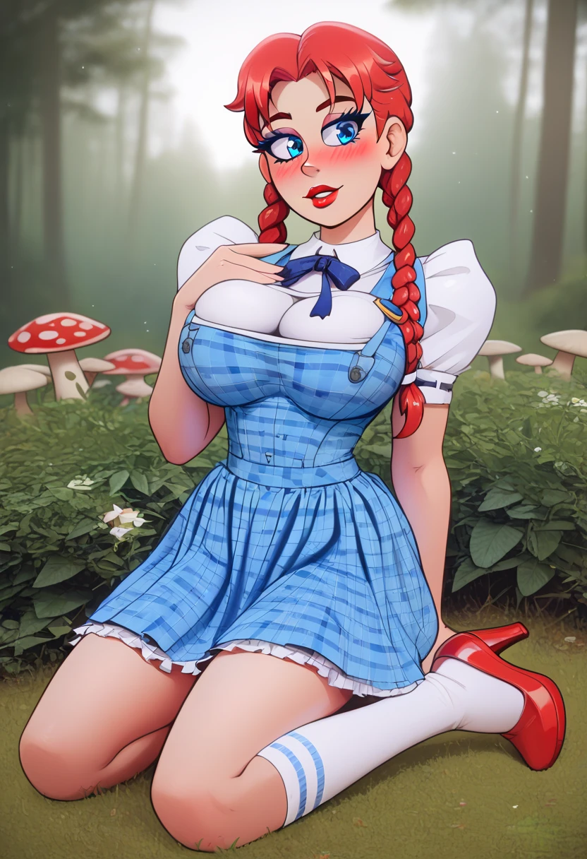 there is a woman in a skirt and a bow tie, y 2 k cutecore clowncore, she has pale blue skin!!!, gwen from ben 10 omniverse, leeloo outfit, ddlc, cutecore clowncore