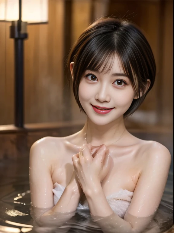 （masterpiece）、(highest quality:1.5)、(16k wallpaper:1.2)、(Photorealistic:1.2)、(Ultra-detailed:1.2)、(超A high resolution:1.2),(Surreal),  (High resolution), (Very detailed), (Professional), (Realistic), (Post-processing),  (Very detailed),(Sharp focus), Sharp focus:1.2,Photorealistic, Ultra-realistic, Backlight, Bright light, (Improvement of quality:1.4),

Healthy thighs、Narrow waist、Big Ass、（Beautiful legs）、((Perfectly detailed five-fingered hands)),（Anatomically correct body）、((1 female:1.4))、Realistic Skin、（Small chest：1.4）,Pretty woman with perfect figure:1.4,(from the front:1.5), (Enhances the beauty of skin texture:1.1),

 (Beautiful fine details), (Detailed face),Beautiful realistic face,No makeup、美しいBlack Hair、Super Beauty、The best smile、Natural color lip、Even bangs、((29-year-old woman))、Bob Hair、Hair blowing in the wind, (Black Hair, Iris, Watery eyes, Shining Eyes, Short bob cut hair, Small earrings, Lightly reddish), Hair behind the ear、No makeup、(Drooping eyes)、(Drooping eye corners)、 (A scene where she comes out of the shower room wrapped in a bath towel:1.3),Buckshot,Full Body Shot, (Angle from below:1.3)