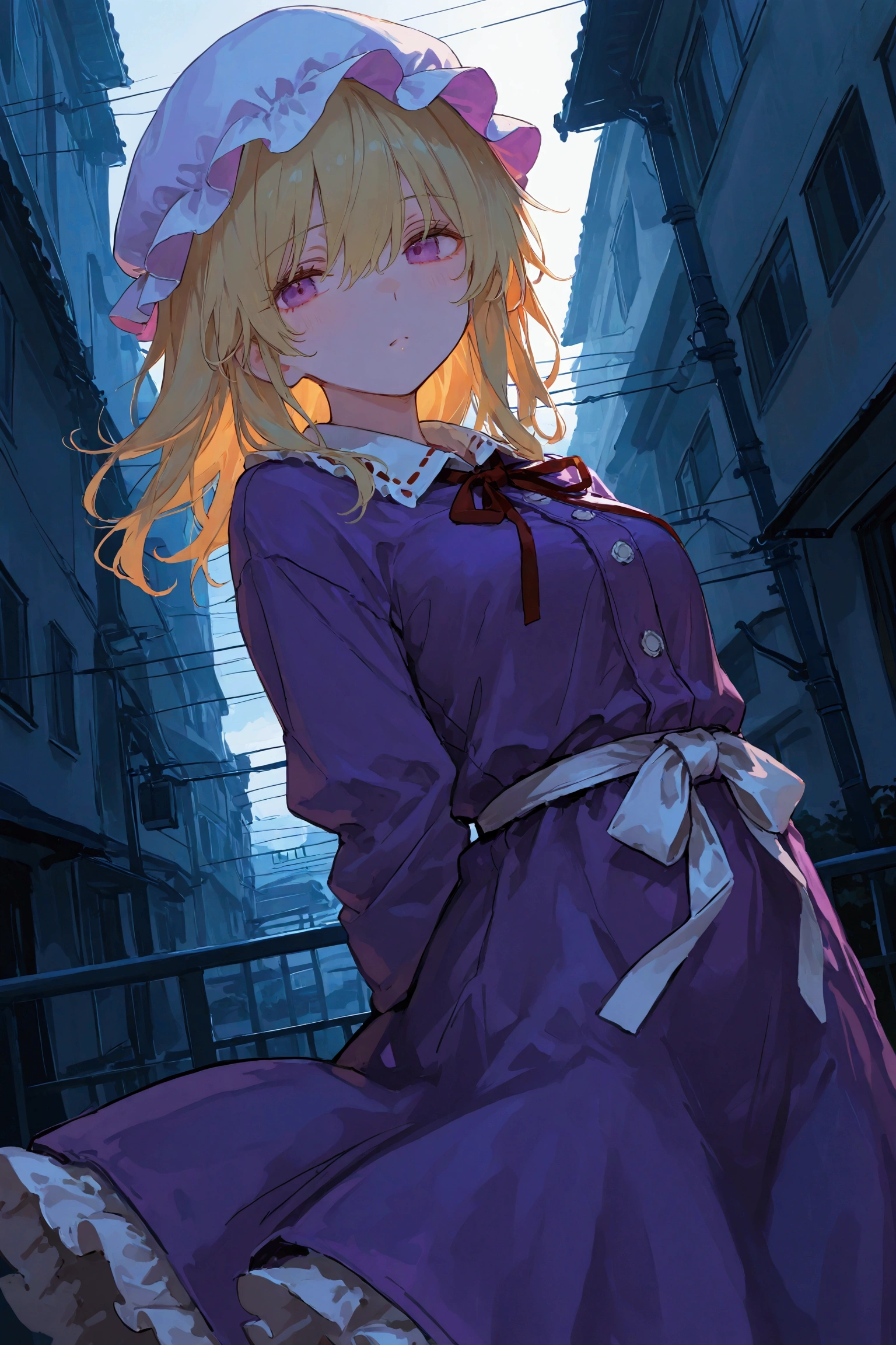 1girl\(maribel hearn\),(dynamic pose:0.25) , 748cmstyle,masterpiece, best quality, 8k, highres, ultra-detailed,HDR, UHD, professional, vivid colors