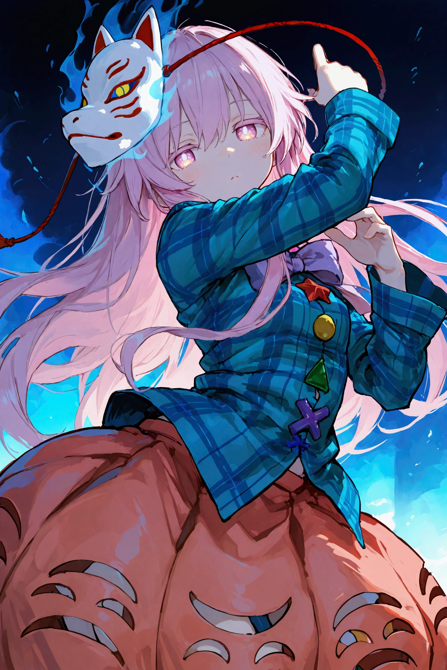 1girl\(hata no kokoro\),(dynamic pose:0.25) , 748cmstyle,masterpiece, best quality, 8k, highres, ultra-detailed,HDR, UHD, professional, vivid colors