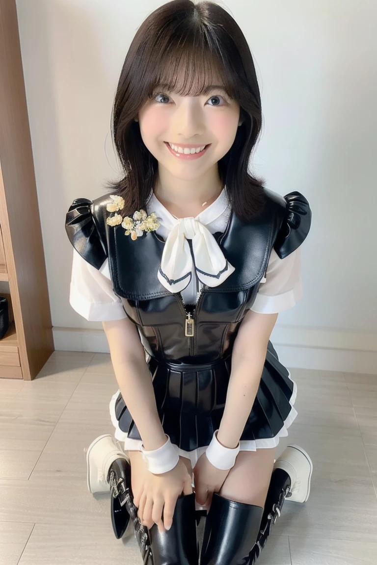 loli baby face, short cut, idol, cute, cute smile, big,, overexposed, upper breasts visible, 8k, high image quality, realistic, nasty face, high school girl, small face, wistful face, nasty face, looking face