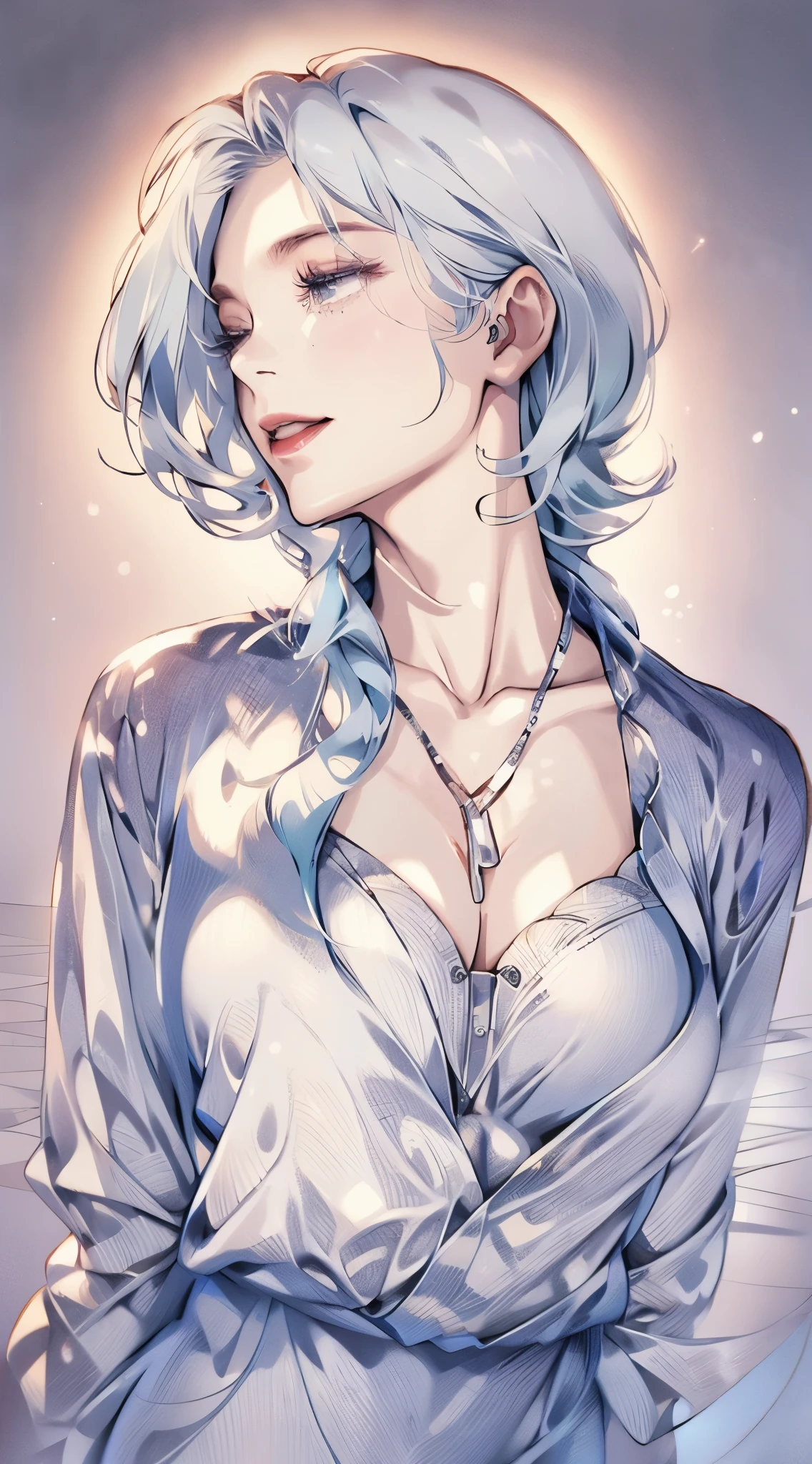 nsfw,  Clevis's clothing tear on the rock ,  White clothes,  small breasts, elegant, charming,  green eyes,  high quality ,  masterpiece. ( Digital art of film : 1.3),super detailed, Illustrations, [4K digital art],lndswgnr, ( concentration : 1.5), Teeth ,  Bokeh effect, 4K ,( masterpiece:1.3),                           High Definition, super detailed,  High Definition  CG Unity 8K wallpaper, realistic,  Photorealistic, RAW photos,  detailed face              , 青  white skin, Shiny skin, detailed texture of the white fabric, detailed hair texture,  perfect body,  pretty face, Acura,  face and skin texture, necklace with cross, ( white skin:1.2), thin legs, detailed person, detailed night sky background,   smile, mar, sunset , profile