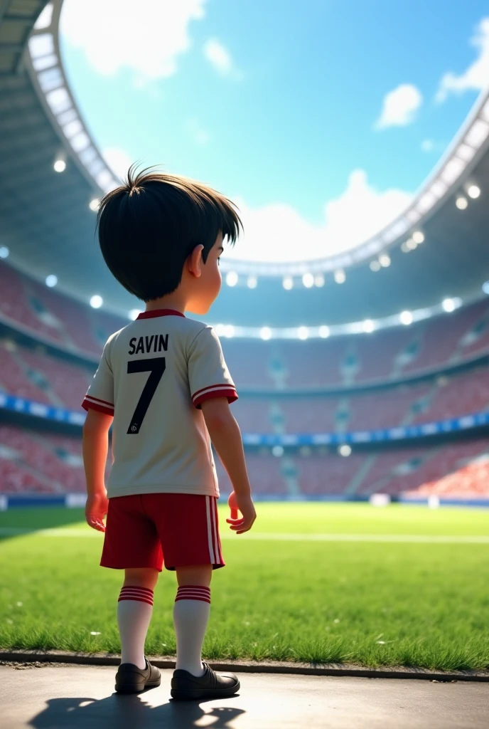 /imagine boy with shirt of flamego in the soccer stadium 4k -- v4