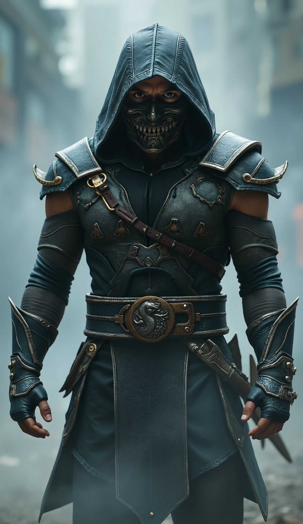 Robert Downey Jr. as Smoke brings a stylish and complex reinterpretation of the character of *Mortal Kombat*. Wearing a dark gray ninja outfit, almost metallic, he exudes a mysterious and unpredictable presence, with his smoke and shadow inspired look. Your mask, matching the ethereal tone of his skill, partially hiding his face, leaving only his piercing eyes showing, transmitting his cunning and intelligence.
A figura de Downey Jr. as Smoke is unique, bringing a lightness of movement and an unmistakable style. He is not only a master of shadows, but a calculating strategist who uses his smoke manipulation powers to disorient and deceive his opponents. Every movement seems to be made with calculated precision, where his ability to disappear and reappear is as agile as a dance, making him almost intangible on the battlefield.
With a shrewd expression and an uncomplicated posture, Robert Downey Jr. as Smoke brings a cynical charm to the character. His ability to hide in the shadows, surprising with quick attacks and disappearing like a mist makes his unmistakable presence, creating a mysterious and calculating warrior.