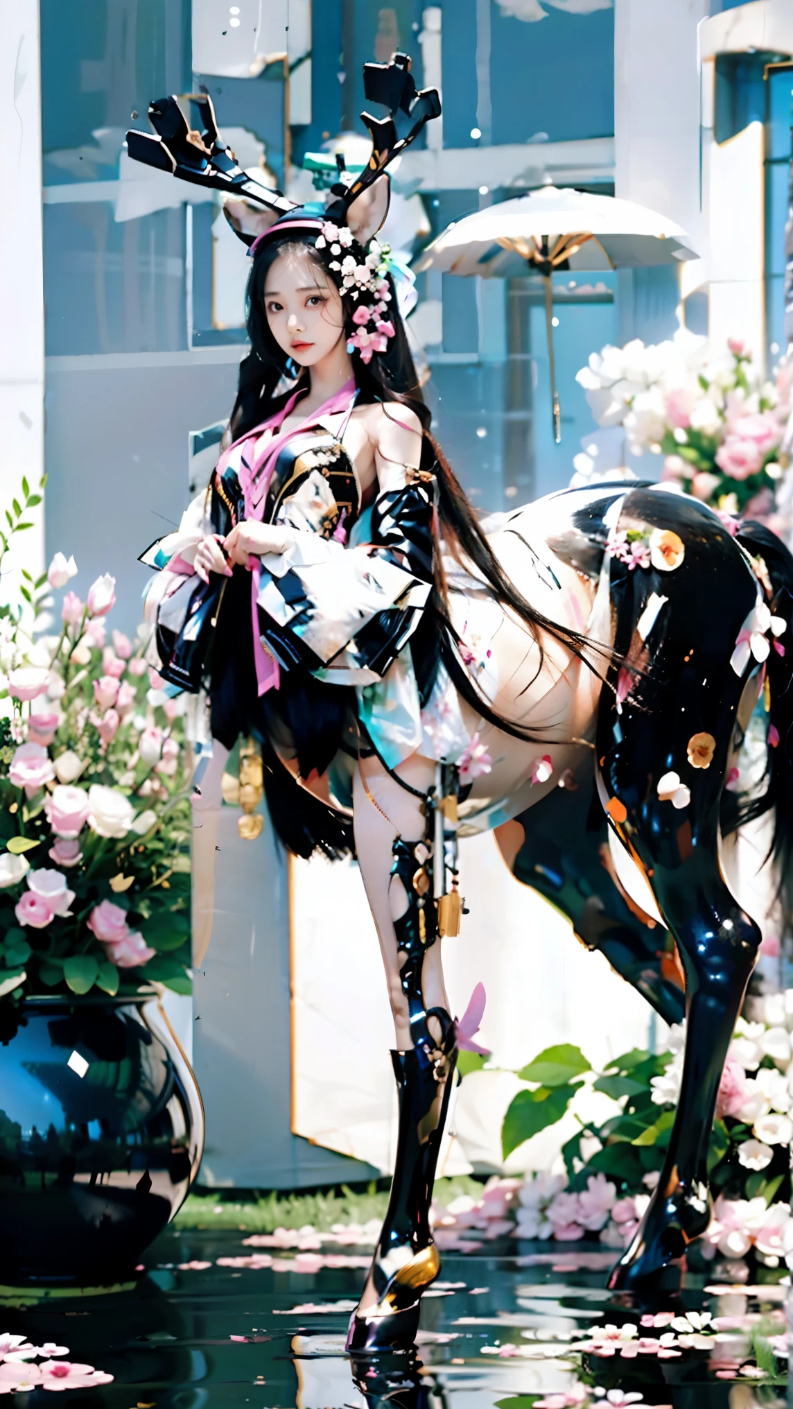 design一副好莱坞香艳大师designof超级宏伟巨制电影宣发版超精美巨幅海报。 Mythical monster, fake monster, empress, idol group ,Team shape ,Assembly,Fu Rui,女主horn群像,( using a real physical engine :1.8)、 facial features Axial asymmetry 、 High-tech beauty 、 pink fun charm 、粉红情趣魅魔等horn色Assembly( the Queen's team :1.8)。horn色特点:{黄金比例of(Beauty、Tear mole、 Blonde 、 Pony Real GuoFeng :1.4)、 mini fairy fairy 、( jelly-like sexual characteristics and extraordinary sexual tension :1.8)、( super narrow :1.4) ribs waist 、Super slim legs 、pride、grace、Strong at heart、Hate the sky、Colorful、gorgeous、sacred(horn色造型1.8),魅魔级of性特征与超凡of性张力}。(以Classical Aesthetics 为基础, use top artistic guidance makeup props ,Metals used、gem、 tall and beautiful body ,3D Printing,超现实调整horn色of外观:1.6),使horn色们( Physiological perfection、 mystical sexy 、 Tentacle-like appearance 、 golden ratio :1.6)of,(一体化完美融合精密衔接无缝嵌套生化CyberMythological Creatures特征:horn、Feather、Chitin 、scale、tail、tentacles, etc.:2)。Concentrated computing power ( based on classical aesthetics , use screen space ,design, use camera language Non-direct 、metaphor、暗藏玄机horn色殿堂级of性特征与超凡性张力:1.6)。(Super real、Super complex、 super detailed、Super-sharp 、Super clear、Super-sharp 、HDR、 super high quality output、 Super Visual Effects Engine secondary rendering :1.6)。(以软情趣Cyber饰品隐形打码, makes the picture match 14 + review requirements :1.4)。流媒体 creative moves ,Stereo画面张力。 classic and elegant , creative geometric structure layout , epic production scene ,特种镜头多horn度拍摄, multiple scenes stitched and nested 。 half man half man half horse , The Succubus dancer with a grand mood , fragrant picture , polymer and other materials , superb technical movements , complex terrain , style architecture ( interactive :1.4)。 crystal foot ring , dynamic costume ,grace体态,新中式gorgeous, majestic and charming (horn色造型:1.4)。搭档interactive, innocence shines , multiple color light , surrealism,realism(visual effects:1.6)。 Starry sky super giant logo , shines brightly ,Ancient runes, like a meteor drawn 。 keywords:Hollywood-style 、 Movie Posters 、sexy, sexy, sexual tension、 top visual effects 、Cyber、 creative moves 、Stereo、Classical Aesthetics 、Mythological Creatures、 the Queen's team 、女主horn群像、 interactive 、horn色造型、interactive、 surrealism、 giant structure brand logo 。