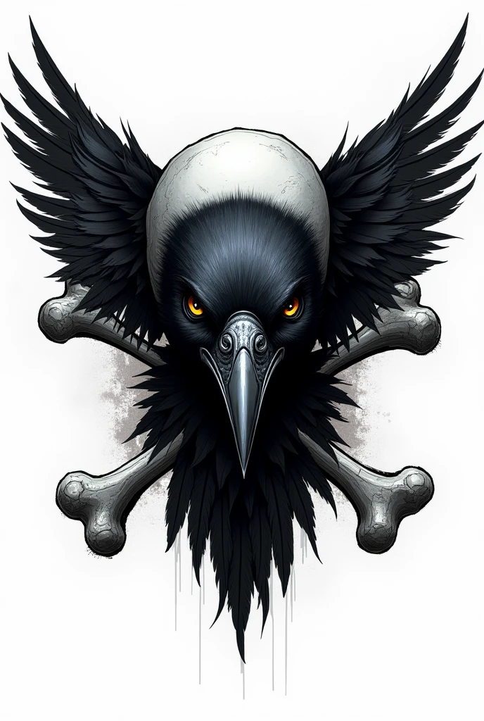 Realistic style profile crow skull logo with an arrow through it