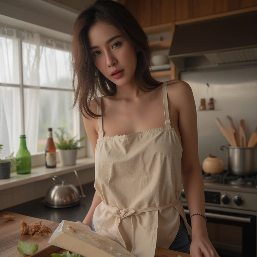 ((best quality)), ((Masterpiece)), (details), Perfect face Asian woman Wear a small tank top Has a small tattoo in the skin, wears a short skirt Put the canvas backing in the bag. In the gelato shop Hand holding gelado ice cream