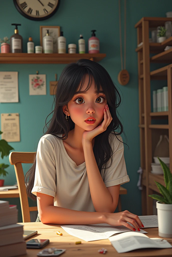 best qualtiy,tmasterpiece,超高分辨率,(realisticlying:1.4),RAW photogr,Wallpapers,photo of head,The skin,simplebackground,Black eyes,the detail,self-shot, 1个Giant Breast Girl,12year old,light wind,rays of sunshine,kitchens,the fruits