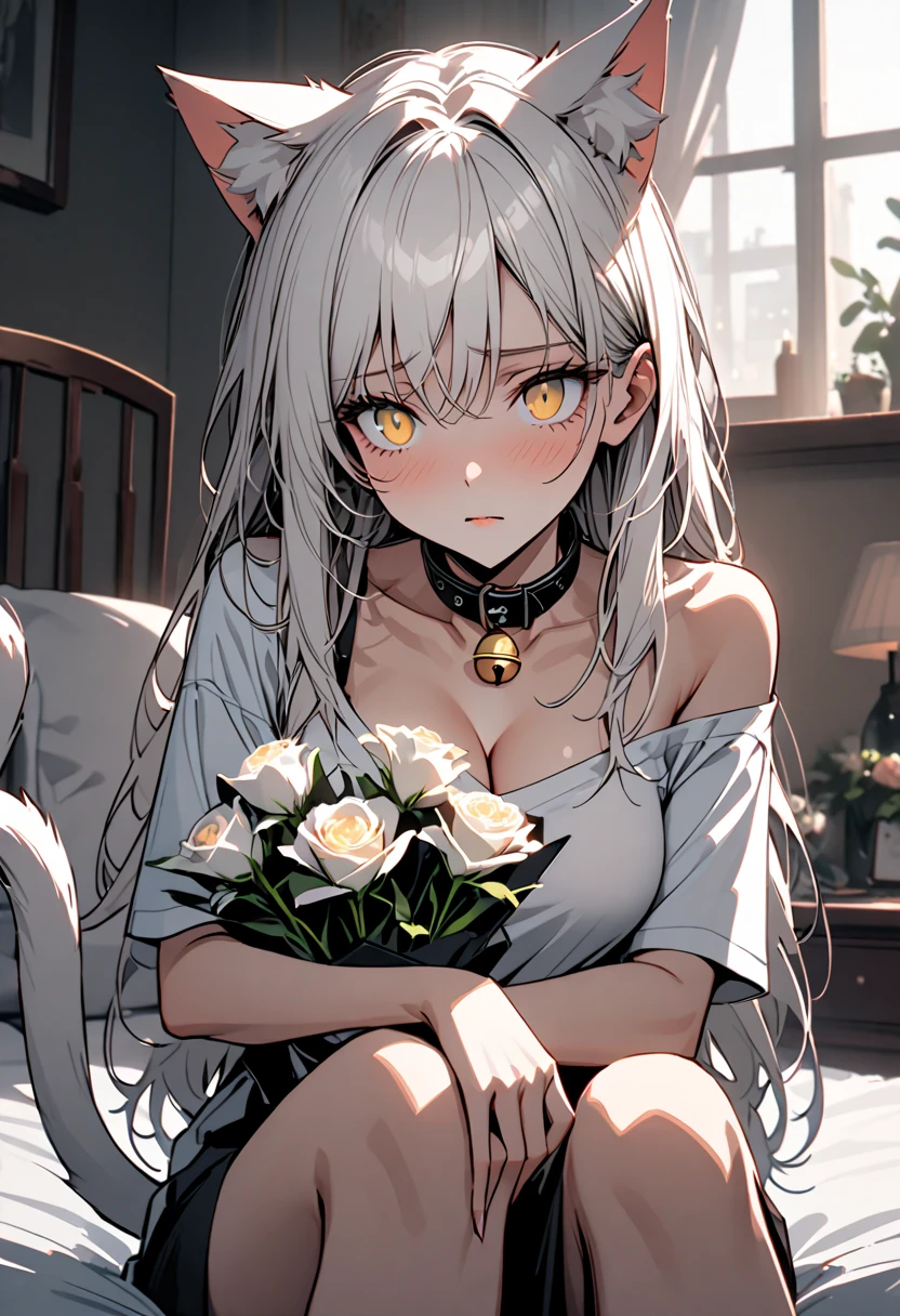 Billi is in love and she is wearing clothes and she has thorns on her head and she has jewellery on her neck and in this way Billi is sitting in his house and sitting sleeping