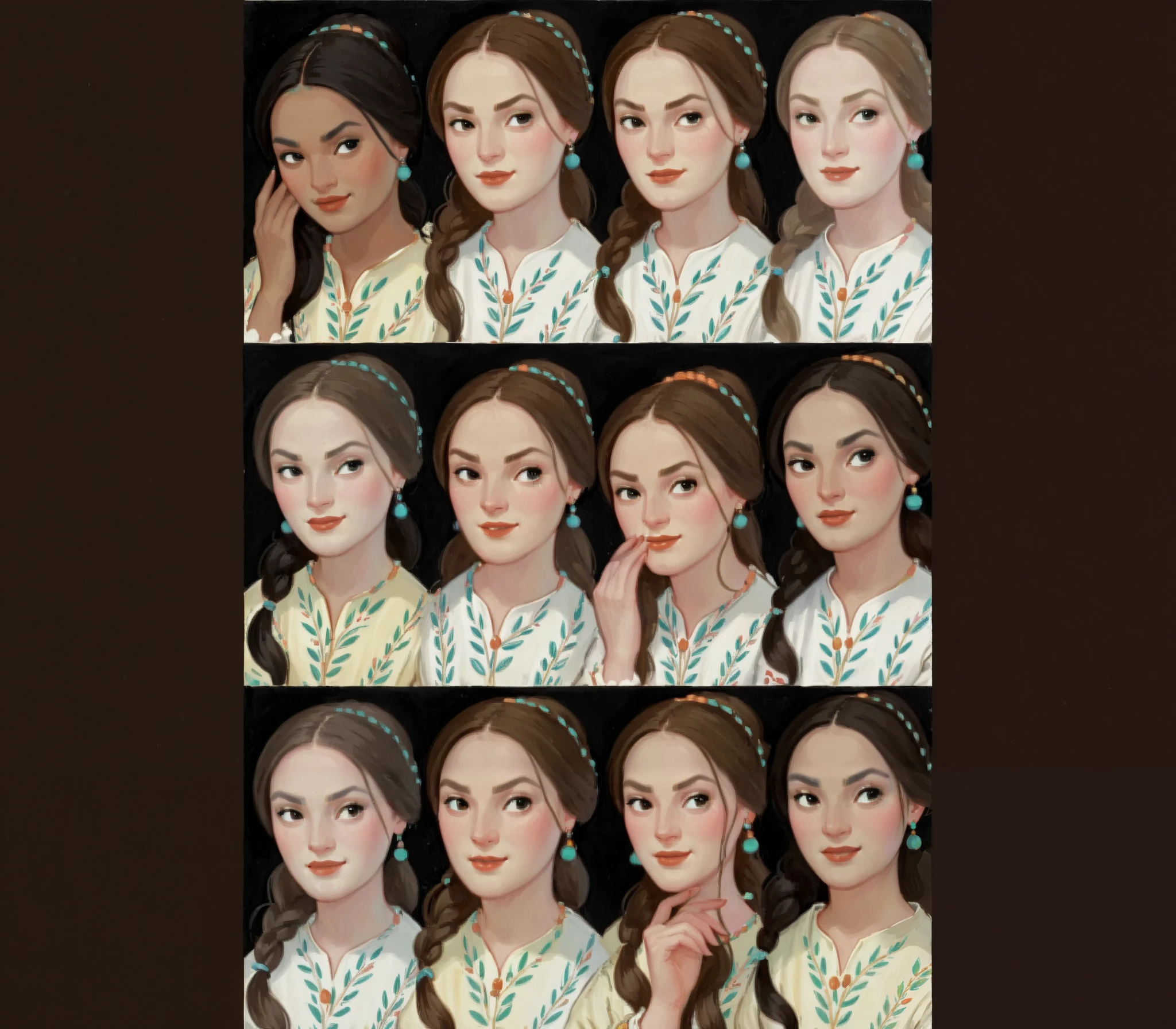score_9, score_8_up, score_7_up, score_6_up, score_5_up, score_4_up, 1_woman, brow hair, long_hair, wearing a vibrant long peasant medieval dress, detailed clothing, sketches, detailed thick gouache painting, illustration, in gougoupaintleaves style:1.5, hyper_dynamic scene, pov from above, sattan style, XLCOMIC_POS