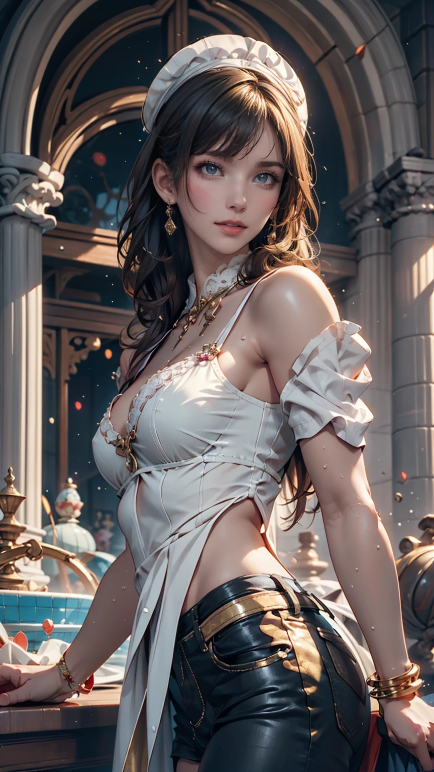 (((Exquisite))) Openwork tights, High quality details, Flowing, dynamic, (1 female), Bright Eyes, Full of energy, Fascinating front and back, Silk texture, Expressing high-quality texture, Giant bubbles, Soft Light, Full of realism, At the moment, this girl is in a fantasy world..