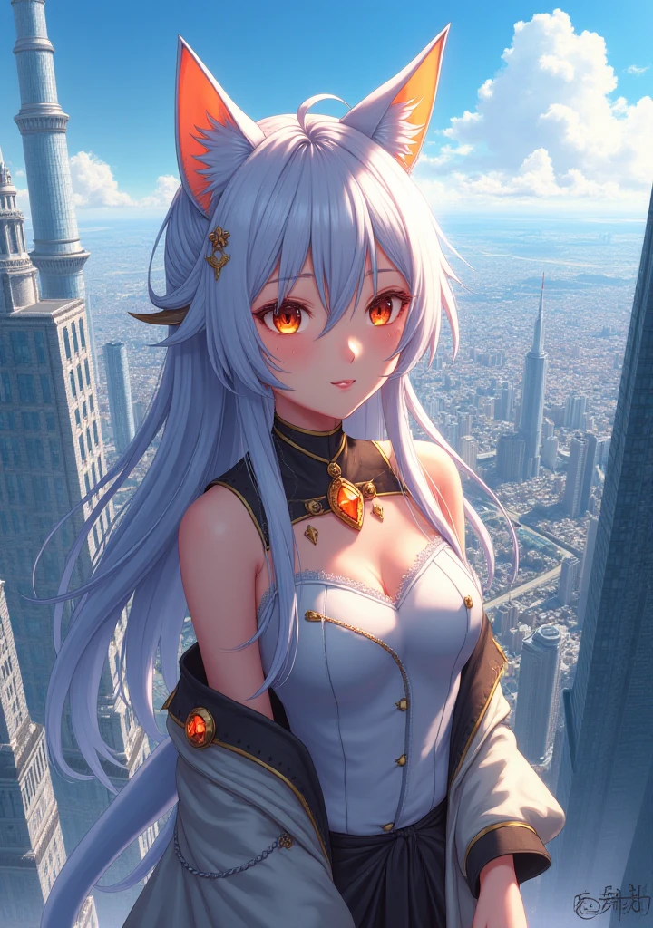 White hair, Earphone, red hairband, Gradient eyes, anime big breast, god light, angle of view, hyper HD, Super detail, High details, High quality,nakeness