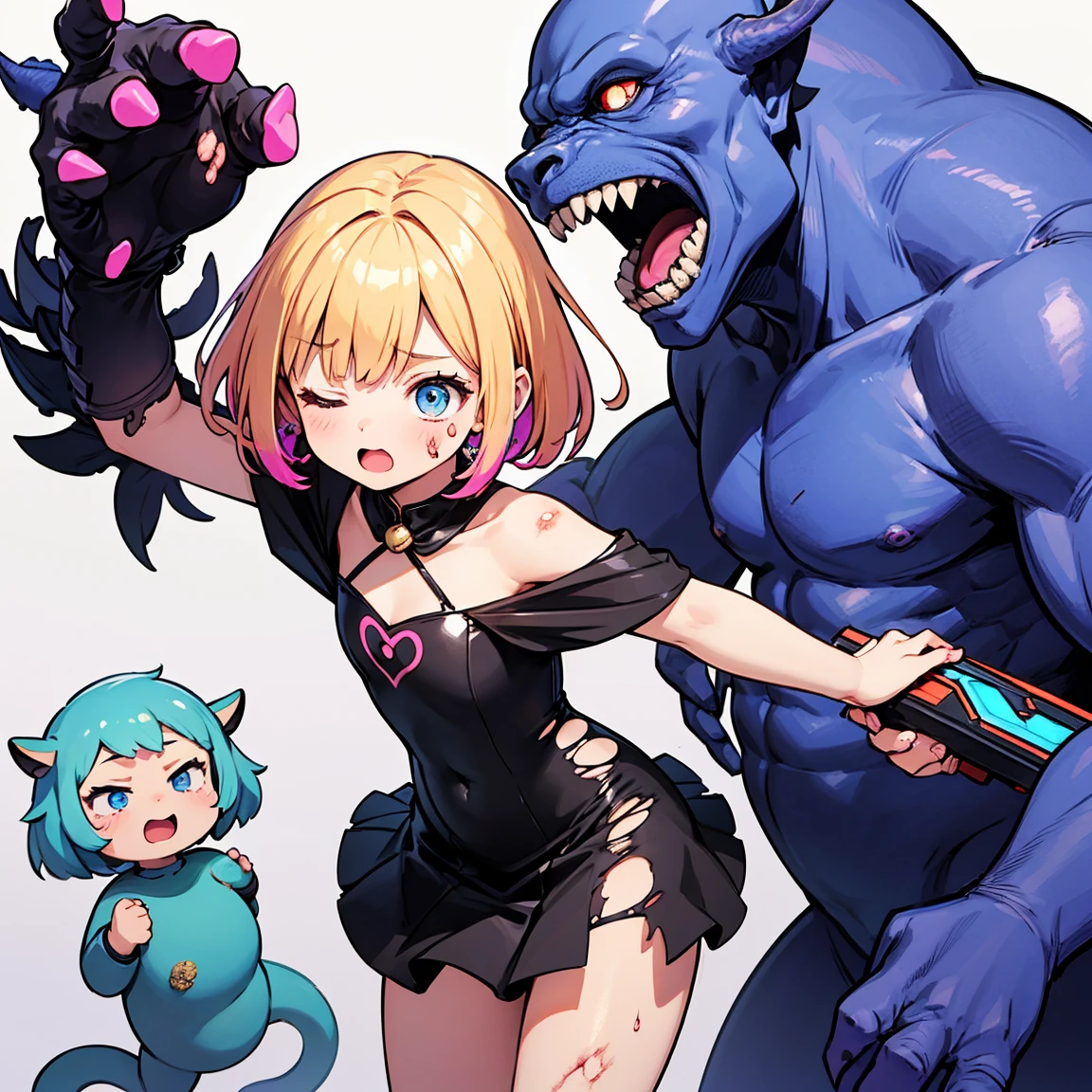 (masterpiece), best quality, expressive eyes, perfect face, ((1 mature woman, blond hair, short bob hair, glasses, blue competition swimsuit)), large breast, large butt, ((alien, alien monsters, copulation with monsters, tentacle monsters, monstrous tentacles, penetration, breast grab, swarm gangbang, sucking, cum)), ((orgasm)), open mouth, look happy, shy, blush, sweat, in the spaceship,
