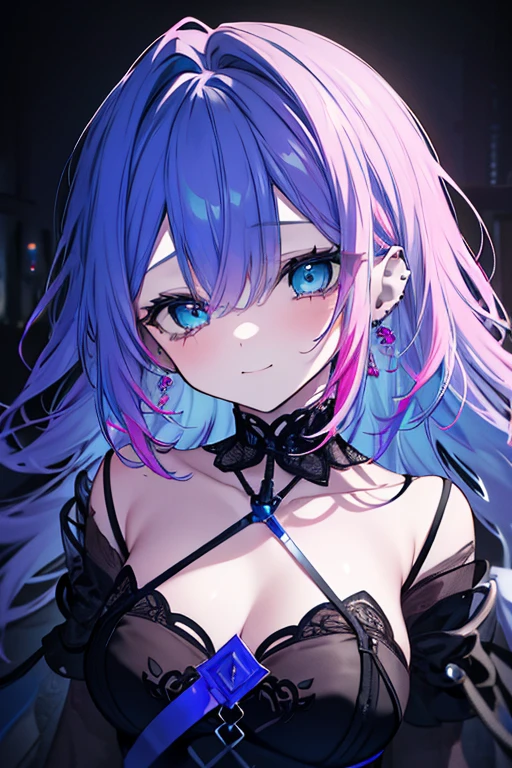 BLACKLIGHT, ((NSFW)), ((Small Boobs)), realistic art, extremely delicate and beautiful, ultra-detailed, (1girl), ((Light blue eyes)), floating, detailed light, illustration, dynamic angle, depth of field, ((((milf)))), girly, ((Light blue and White hair, multicoloured hair, Light blue highlights hair, (Ponytail), hair ornament, hair flower, flower, makeup, braid, smile)), demon eyes, fangs, pale white skin, (((best quality, 1girl, (skindentation), (blur background:0.6), (casual yet stylish, ((Demon Horns)), ), gorgeous, (short hair:1.5), soft lighting, wind, (front light:1.5), surprised, choker, smile, jewelry, earrings))), (ultra high res, best quality,), (8k, raw photo, best quality, masterpiece), technological sense, best quality, masterpiece, illustration,CG ,unity ,wallpaper, official art, Amazing, finely detail, an extremely delicate and beautiful,extremely detailed, highly detailed, sharp focus,rich background, (real person,photograph), ((high detailed skin)), ((( , (crazy eyes:1.3), (wide-eyed:1.2), (glowing eyes), (Demon) ))), (((a close up of a person with a weird face and nails, gothic maiden anime girl, gothic - cyberpunk, cyberpunk horror style, gothic art style, detailed digital anime art, gothic art, demon anime girl, gothic girl face, anime style 4 k, dark art style, anime cyberpunk art, gothic aesthetic, 1 7 - year - old anime goth girl, gothic horror vibes)))