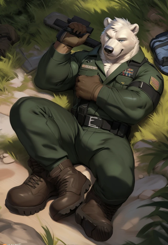 furry, anthro, border-collie, realistic canine penis:1.3, canine penis:1.8, canine penis:1.2, (he is wearing military black clothes:1.6), realistic canine penis, big flaccid testicles:1.4), super detailed, detailed face, best art, 8k, vibrant, by snowskau:0.4, by taran fiddler:1.8, by RedRusker:1.8, art stile, 3D, half body, halfbody