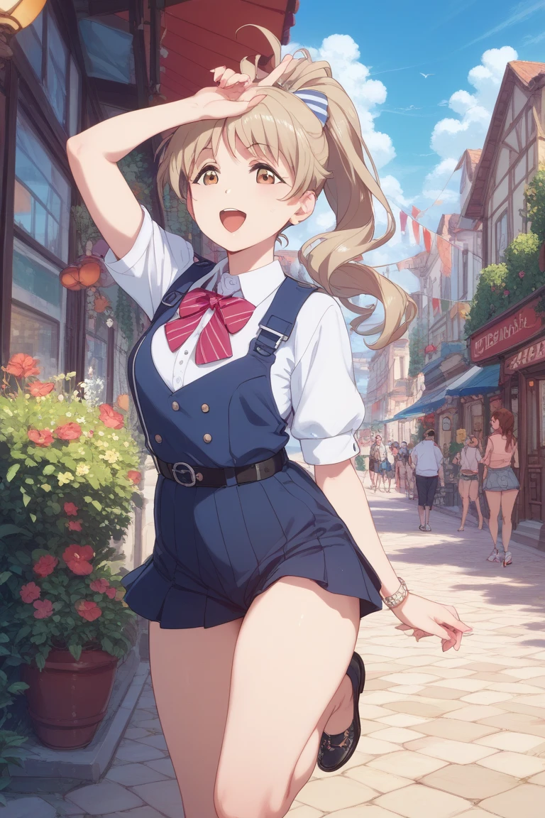 Masterpiece, Best Quality,  Highres,  1girl,  KarinMS,   <lora:KarinMS:1>, sfa, shorts under skirt,