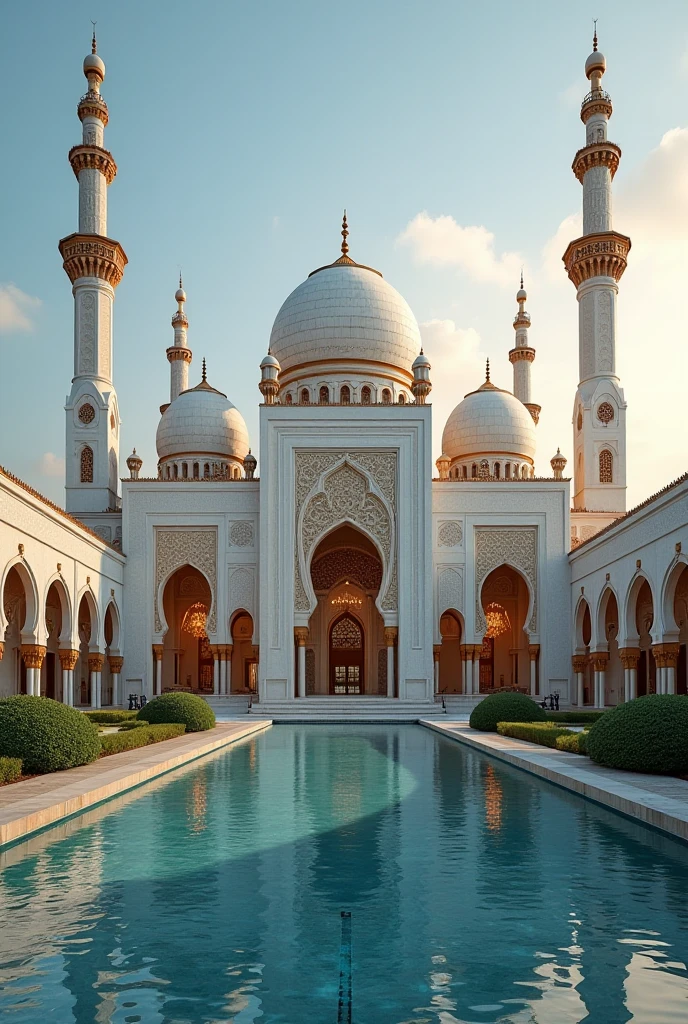 aerial view, Sheikh Zayed Grand Mosque, majestic architecture, intricate details, golden domes, tall minarets, symmetrical design, marble floors, beautiful courtyard, ornate chandeliers, tranquil atmosphere, serene reflection pool, grand entrance, luxurious carpets, peaceful prayers, traditional calligraphy, Islamic art, cultural heritage, stunning photography, vibrant colors, artistic lighting, spiritual ambience, towering pillars, arched doorways, prayer halls, intricate mosaics, intricate carvings, intricate patterns, beautiful symmetry, peaceful worship, iconic landmark, timeless elegance, divine inspiration, architectural masterpiece, religious sanctuary, enchanting beauty, tranquil gardens, cultural icon, spiritual journey, grandeur and opulence, rich history. (best quality, 4k, highres:1.2), ultra-detailed, realistic, vivid colors, professional lighting.