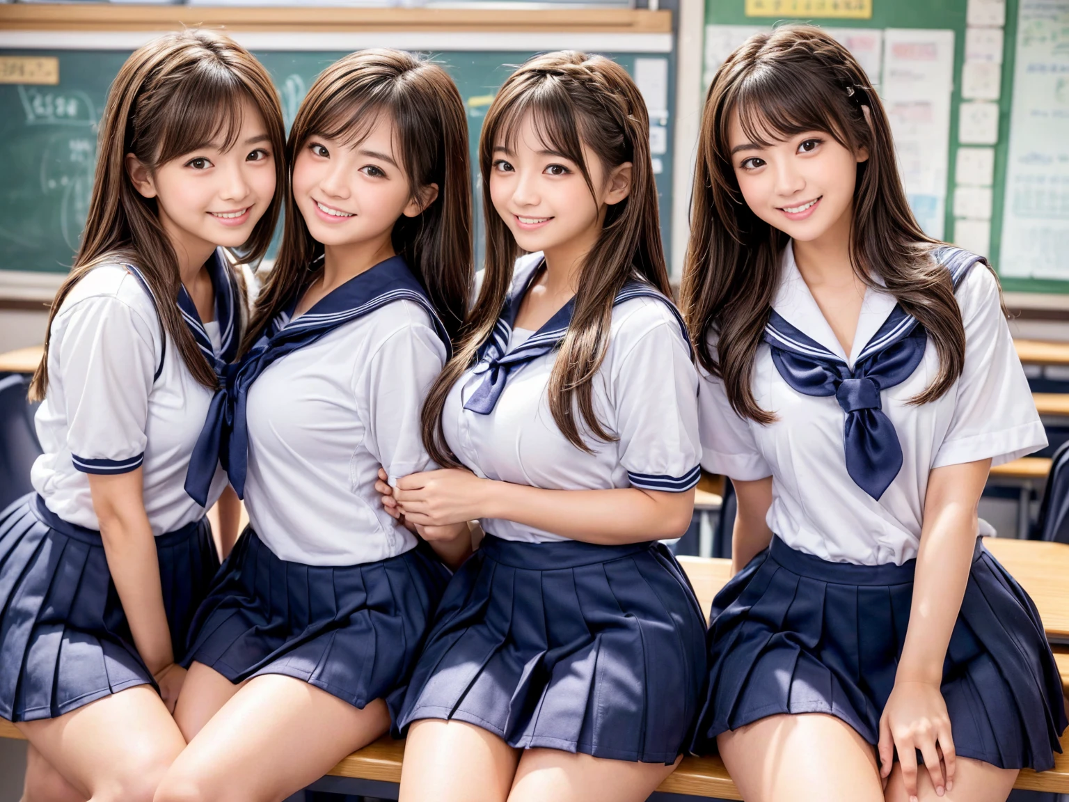 nsfw, (Three Beautiful Girls Squirting from Their Pussies:1.37) , beautiful detailed eyes, beautiful detailed lips, extremely detailed face, extremely detailed skin,dripping, Multiple Asian beauties , photorealistic, 8k, masterpiece, ultra-detailed, realistic ,Very happy expression, school classroom, (Women who lift skirts and expose their pussies: 1.34)