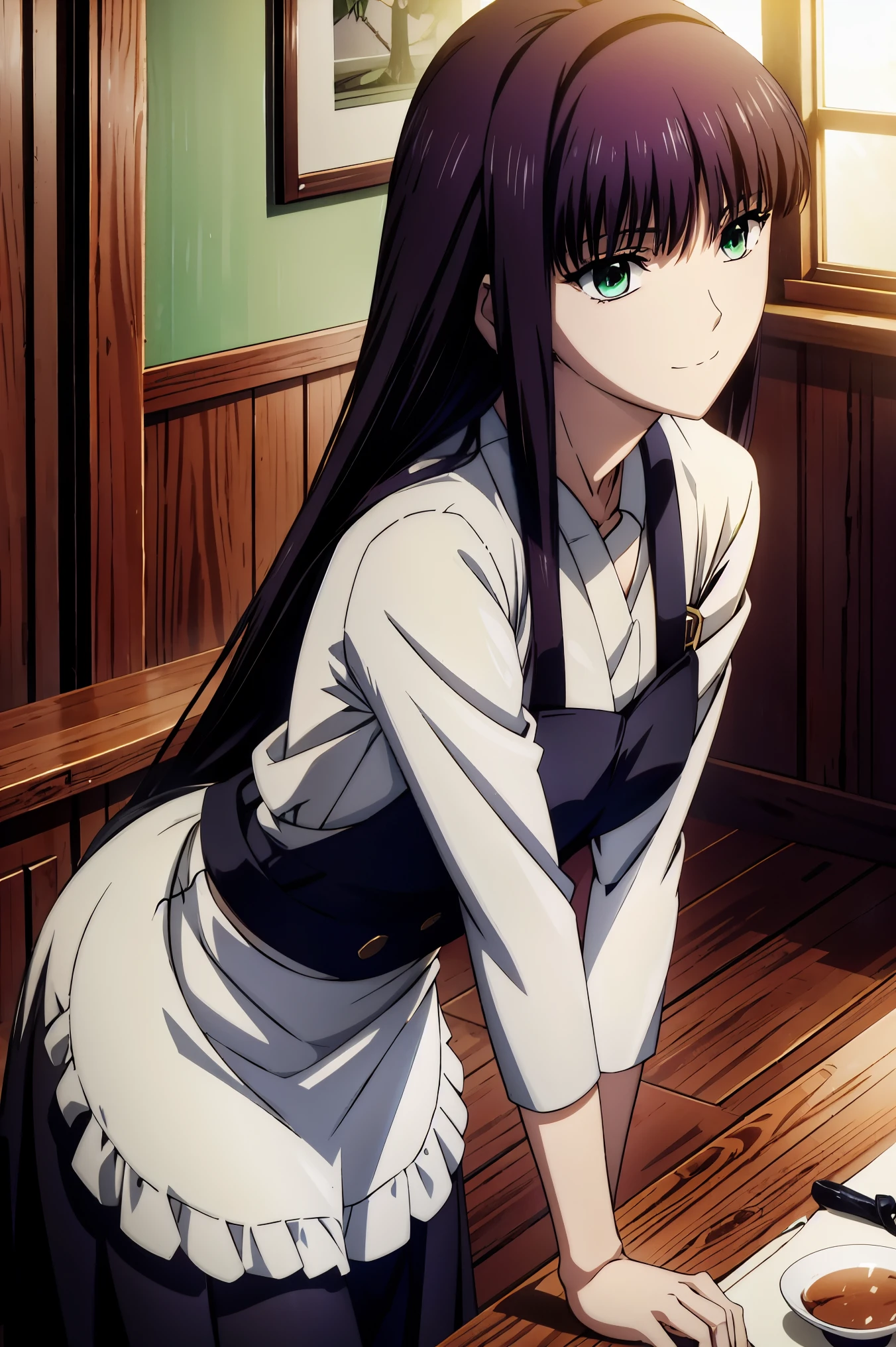赤  purple hair,  GREEN EYES,  eyes like jewels,((最 high quality)), (( Masterpiece)), ( Details),  1girl ,  sexy,smile face,  Hi-Res, High-definition CG ,  high quality shadows,  Naked Woman  ,  Beautiful Delicate Eyes  ,break(  Ultra Fine 8K Wallpaper ),( 非常に  DetailsなCG 8k壁紙 ),Makima (  chainsaw man),  Sukasach  (  destiny  /  GRAND ORDER REQUIRED  ),Reika Shimodaira , 最  high quality ,  focus on face , Soft light, 超  Hi-Res, ( Masterpiece, 最  high quality :1.2),  alone,  one girl, Dull  , smile,  viewers, Carrying tray , knot, Maid headdress, Maid,  black dress ,  apron,  Hi-Res, very well detailed なイラスト, very well detailed な顔,  RAW Photo ,  film grain  ,  are standing , UHD and 8K Connection  , 長い赤紫髪と  GREEN EYESをした  Anime Girl  , Anime Moe art style, 若い  Anime Girl  の接写,  smooth anime CG art  ,  Beautiful Anime High School Girl  , Anime Moe art style, Dreaming High School Girl, Seductive  Anime Girl  ,  Anime Girl  , 魅力的な  Anime Girl  , Dreaming High School Girl,  Anime Girl  , 8K ultra HD ,  Hi-Res, very well detailed なCG,  high quality shadows,  Naked Woman  , ディテール美しい  Delicate Eyes,break(  Hi-Res 8k 壁紙 ),( 高度に DetailsなCG 8Kの壁紙 ),Makima (  chainsaw man ),Shadowy (  destiny  /  Grand Order Required ),reika shimohira ,  Hi-Res, Very Delicate and Beautiful CG Illustration,最  high quality ,  Realistic Texture  ,Realistic Fabric,  Realistic Texture  ,(((  debris flies))), (((最  high quality ))),8k,At 32k, Masterpiece,  Beautiful and Attractive Anime Woman  ,  high image quality, very well detailed ,  Hi-Res,Dreaming High School Girl, Masterpiece, 最  high quality ,  high quality , Freshness ,  high quality texture,  high quality shadow,  attention to detail,細かい Details,  in the seat, High school student from the side  , alone,I,Just one, alone,Just oneの人,Pay attention to , adult ,  beautiful long legs ,  thin waist ,Mature body girl,reddish  purple hair,reddish  purple hair,  purple hair,  BLACK CURRANT HAIR  , Silk Smooth Hair ,  colorful hair,  straight hair,shy smile,幸せそうなsmile, lively expression walking back and forth  ,cute smile,Cool Beauty,  beautiful woman,  handsome face  , Beautiful realism,Temptation ,  charming face ,  calm look ,  beautiful hair,smile,  colorful eyes,  GREEN EYES,Jade Eyes,  beautiful eyes,bright eyes,  Delicate Eyes,  Jewel Eyes  ,Jade Eyes,  Protruding Eyes  ,(  GREEN EYES:1.5),  charming face ,8 heads,:171cm,彼女は首に  necklace身に着けています,  necklace,beaded  necklace,Magatama Accessories,smile,  colorful eyes,  GREEN EYES,Jade Eyes,  beautiful eyes,bright eyes,  Delicate Eyes,  Jewel Eyes  ,Jade Eyes,(  GREEN EYES:1.5),  charming face ,Model Photo,,  are standing picture ,  attention to detail, Maidの衣装を着た女性、  perfect beauty 、 きちんとして落ち着いたMaid服、クラシックMaid衣装、  Long Sleeve、  long skirt,Waiter uniform,  indoor,  indoor,礼儀正しく  are standing , white,  cowboy shooting,Maidの服,  Long Sleeve,frills,  long dress ,  black costume,  western style building  ,  GREEN EYES,  eyes like jewels,Cassis berry colored hair