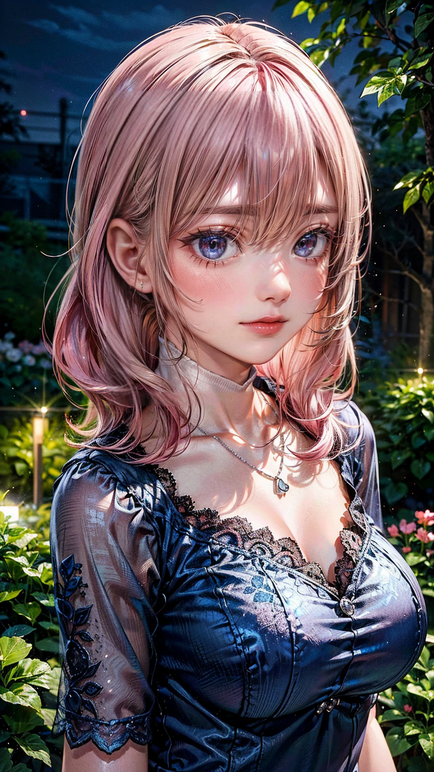 (Masterpiece, BestQuality:1.3), (ultra detailed:1.2), (hyperrealistic:1.3), (RAW photo:1.2), High detail RAW color photo, professional photograph, (Photorealistic:1.4), (realistic:1.4), professional lighting, perfect anatomy, (Big Breasts:1.2), (blush, detailed face), (cheerful Smile:1.5), Trending Hair&Trending Hairカラーをランダムに, earrings, necklace, bracelet, sexy, erotic sexy, Random sexy gravure poses, (A sexy beauty in an elegant blue dress is posing for a sexy photo shoot while smiling gracefully in a flower field.。Pink curls fluttering in the wind。:1.3)
