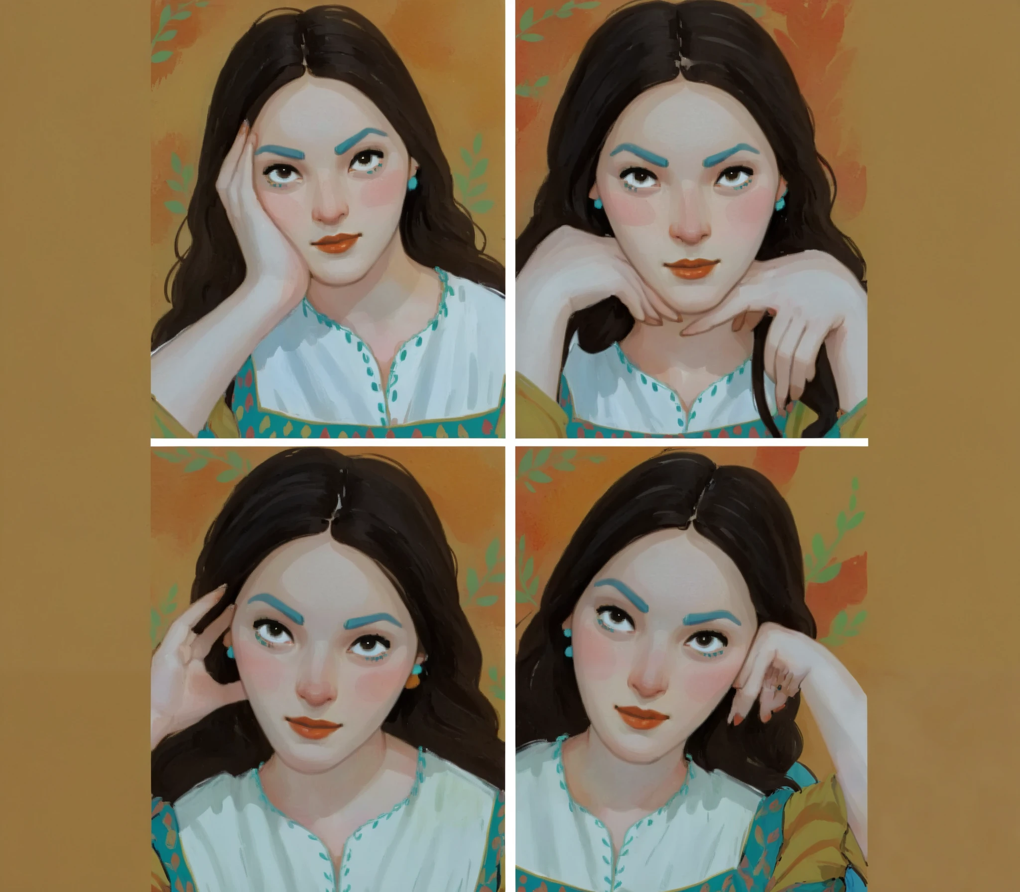 score_9, score_8_up, score_7_up, score_6_up, score_5_up, score_4_up, 1_woman, brow hair, expressive face, long_hair, wearing a vibrant long peasant medieval dress, detailed clothing, sketches, detailed thick gouache painting, illustration, in gougoupaintleaves style:1.5, hyper_dynamic scene, pov from above, sattan style, XLCOMIC_POS, novuschroma04 style