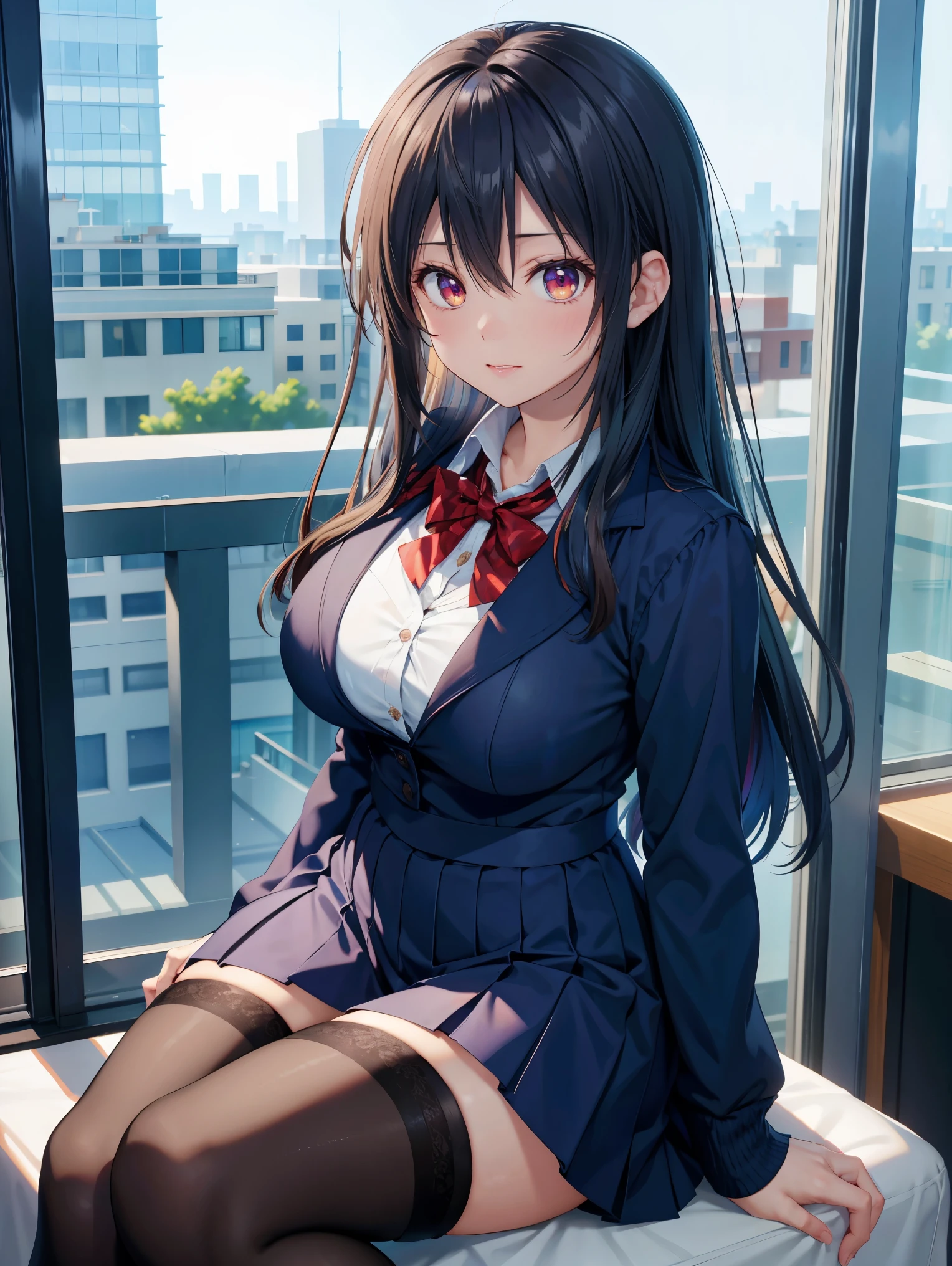 (Masterpiece, top quality, high resolution, realistic photo, realistic looking skin:1.1),
(A woman shows us her panties as she stands, sits, and crouches in the living room of a tower apartment at night:1.8), 
(She has a provocative smiling expression:1.5),
(She is wearing a plain white T-shirt as an inner layer under her burgundy blazer:1.8),
(She is wearing a tight mini-skirt of the same color and material as the blazer: 1.8),
(She has bare legs: 1.8),
(Panties are black with a pattern: 1.5),
(She has long black hair: 1.5),
(She has D-cup breasts: 1.5),
(She is 29 years old and has a mature face:1.5),
(Location is the living room of a tower apartment at night:1.5),
1 Japanese girl, solo, full bodied esbian, beautiful eyes, shining eyes, shining thighs, NSFW
