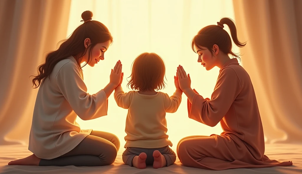 3 Children on their knees praying