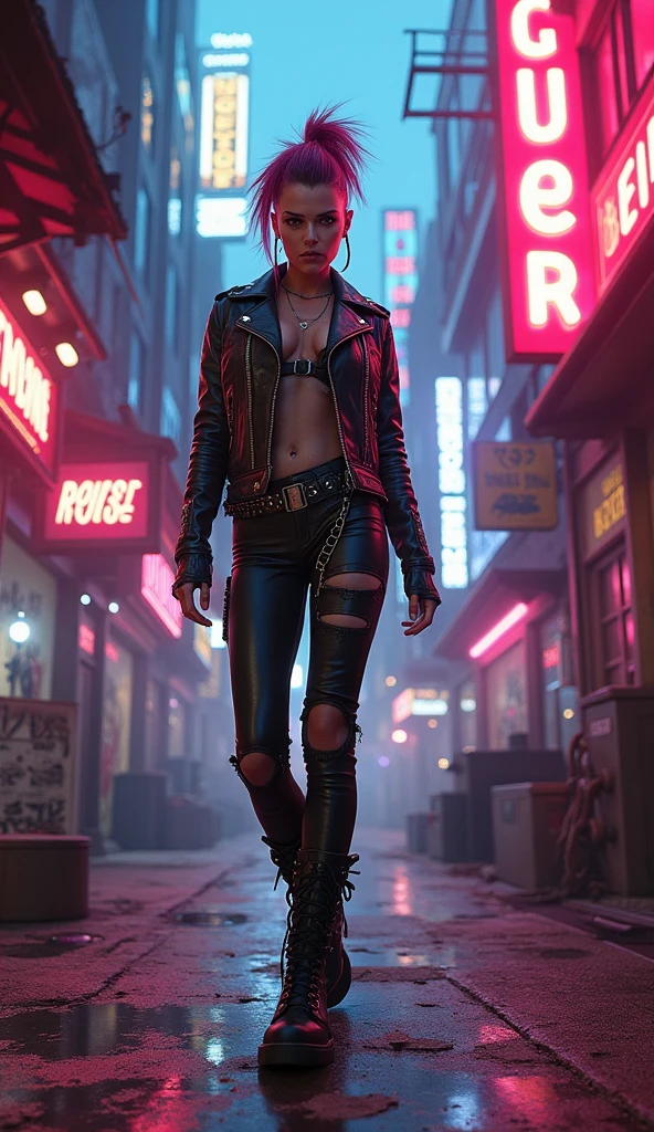 cyberpunk tarot cart of hooded woman with a glowing rifle