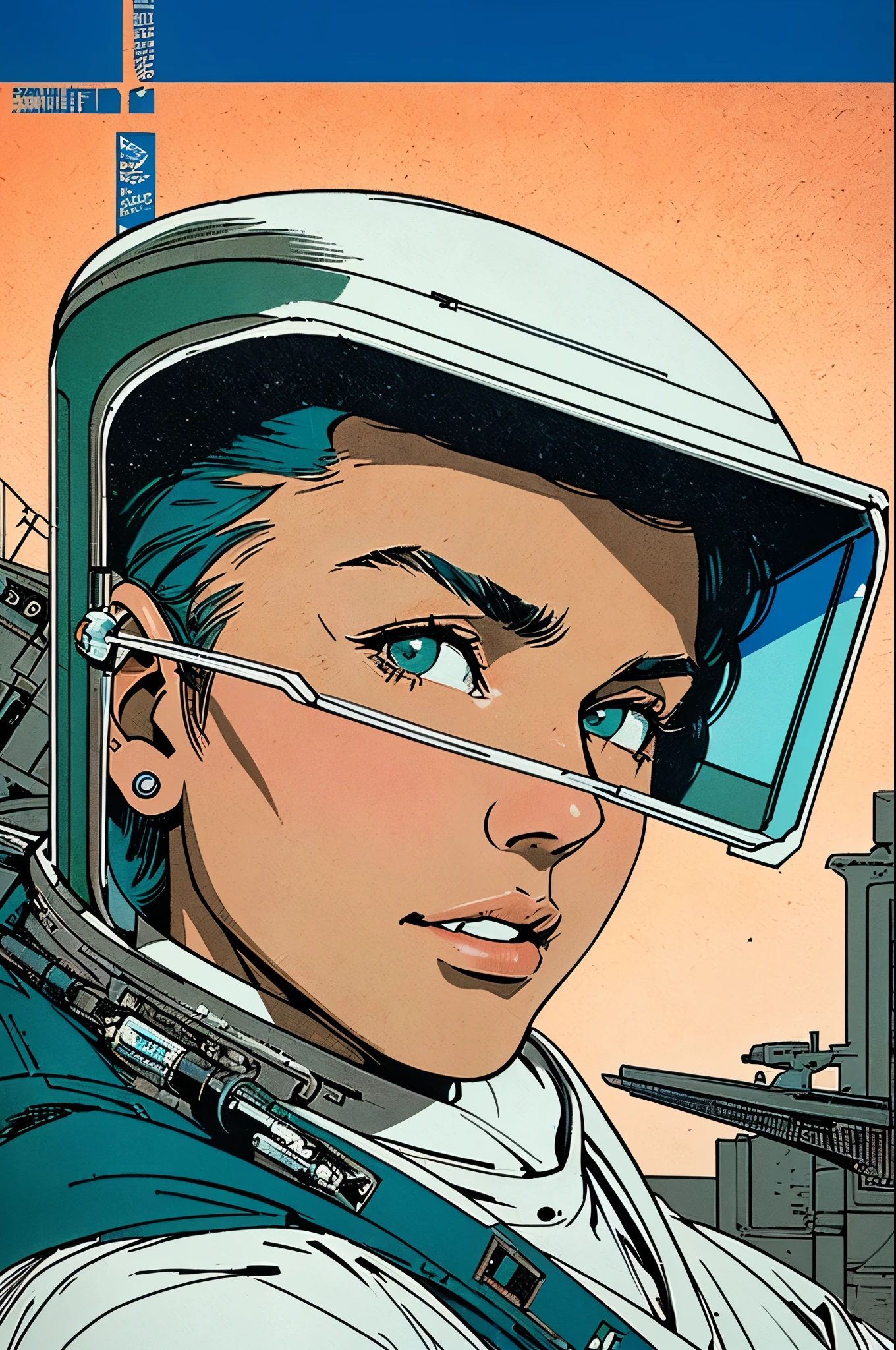 (((masterpiece,best quality))),32K Wallpaper,((( very detailed poster))),retro vintage,sci-fi,(((space thriller cinematic movie poster))),(((Bauhaus))),(((mid-century modern))),(((outer heaven))),(solo1girl :1.2)