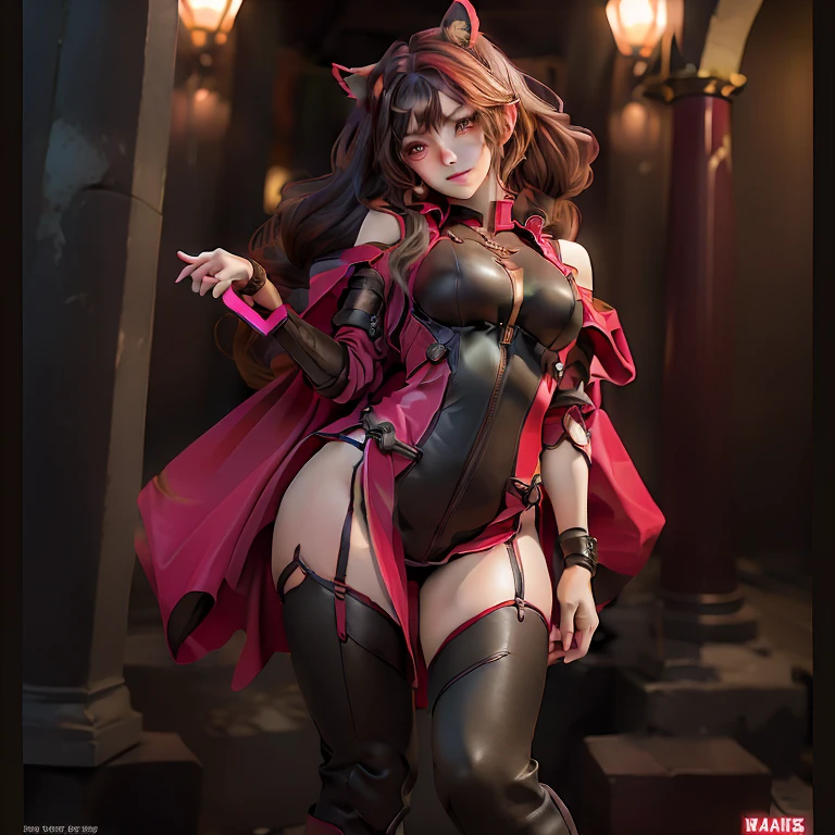 honkai impact, herrscher of thunder, very long hair, full body, red hair,