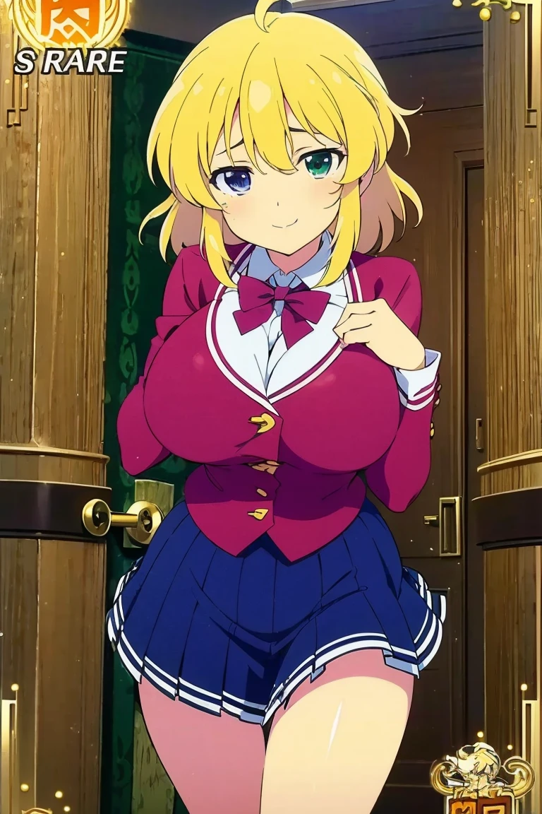 (masterpiece:1.2, best quality:1.2, beautiful, high quality, highres:1.1, aesthetic), detailed, extremely detailed, ambient soft lighting, 4K, perfect eyes, perfect face, perfect lighting, 1girl, solo, Tanya von Degurechaff, huge ass, huge breasts, huge thighs, narrow waist, wide hips, thick thighs, curvy, ponytail, pink clothes, magic girl, magic girl outfit, magical heart wand, frilly dress, ribbons, mini skirt, micro skirt military hat,,red pendant, evil smile,