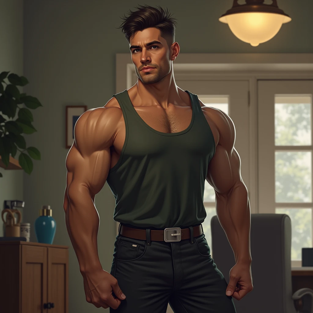 30 years old, male, white inch, stubble, huge muscles, mature man, muscle swelling, bodybuilding, pectoral muscles, abs, in a flower shop, wearing a white shirt, sports shorts, sneakers, natural light, wheat-colored skin, wet, sitting, a man, Tyndall effect