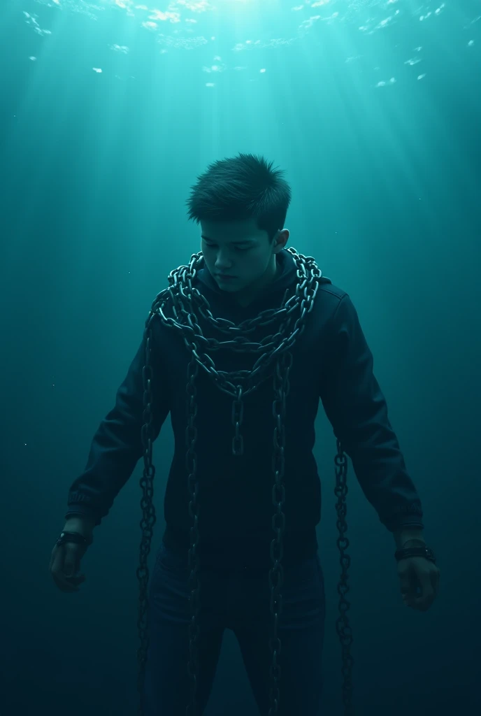 Joey Essex screams while sinking underwater wrapped in heavy chains wearing silk shorts