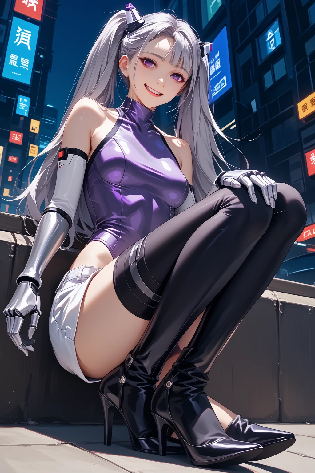 Masterpiece, best quality, 16k resolution, NVIDIA RTX Ray Tracing technology, Create a 4K resolution, ultra-realistic, and extremely detailed artwork, award winning, retina, soft light, sharp focus.(hyper-realistic:1.4), (full body:1.5), (Night, night time:1.4), from above
cyberpunklucy, lucy, short hair, bangs, blue eyes, blue hair, multicolored hair, makeup, (multicolored eyes:1.3), smile, model pose, modeling
BREAK bare hips, bodysuit, leotard, monowire, off shoulder, off-shoulder open clothes, MIDRIFF
BREAK outdoors, city, moon, night, sky, clouds,
sexy, Sexy, smooth perfect skin, smooth_skin
Beautiful、(red blush)、Sexy
FULL BODY SHOT, ultra wide angle, textured skin, face detail, clean skin, perfect hands, perfect anatomy, anatomically correct,
(Realistic park:1.3)