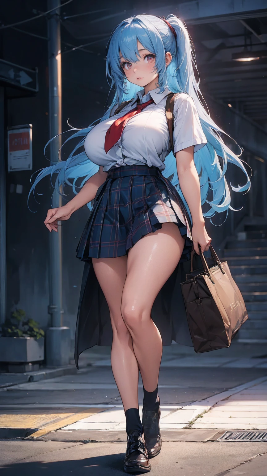 wavy silver hair that cascades to the middle of her back. Brown eyes. Slim and athletic build. She was wearing a skirt in shades of blue, a light blue shirt. He was wearing sports shoes. Very Busty.