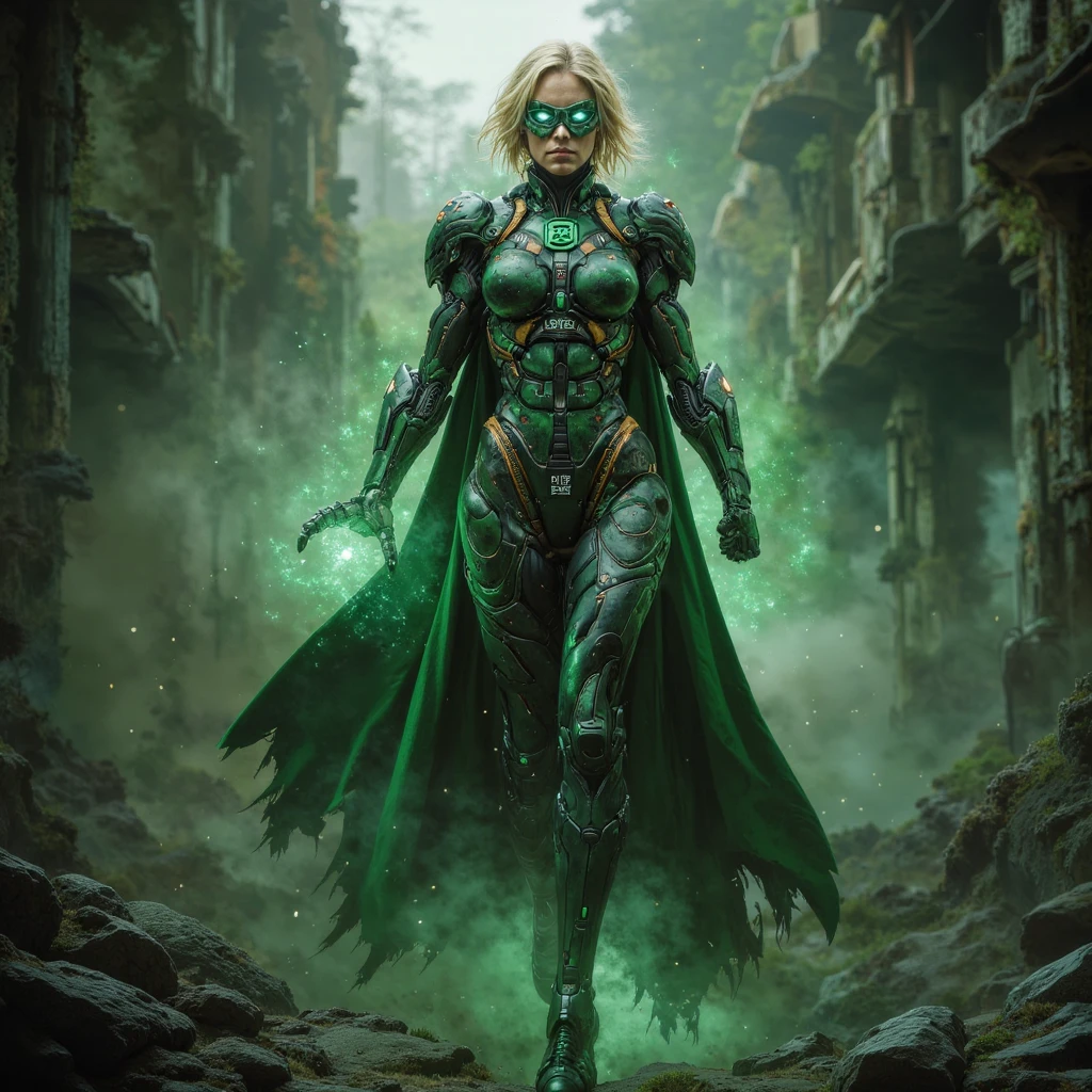 <lora:heromkr2023:1> heromkr2023 <lora:ARTSTYLE_EsadRibic_ownwaifu-15:0.7> ARTSTYLE_EsadRibic_ownwaifu, realistic , a 20y-o woman marvel hero with a lean body, in a combat stance, ready for action as the danger approaches. From United Arab Emirates, Sentinel of the moon wearing Turquoise_blue colored baggy. Wearing sexy glasses and doing Programming in a location: Ancient Forest Clearing: Lush greenery, towering ancient trees, ferns, moss-covered rocks, mystical glowing artifacts.. , jade eye color and blonde fauxhawk. Dynamic angle., (Masterpiece:1.3) (best quality:1.2) (high quality:1.1)